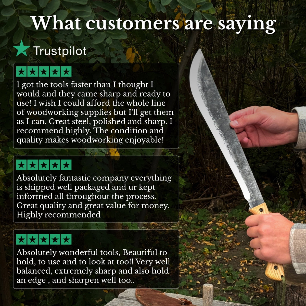 Hand Forged Bushcraft Machete with Leather Sheath, 33 cm / 12.99 in - 11
