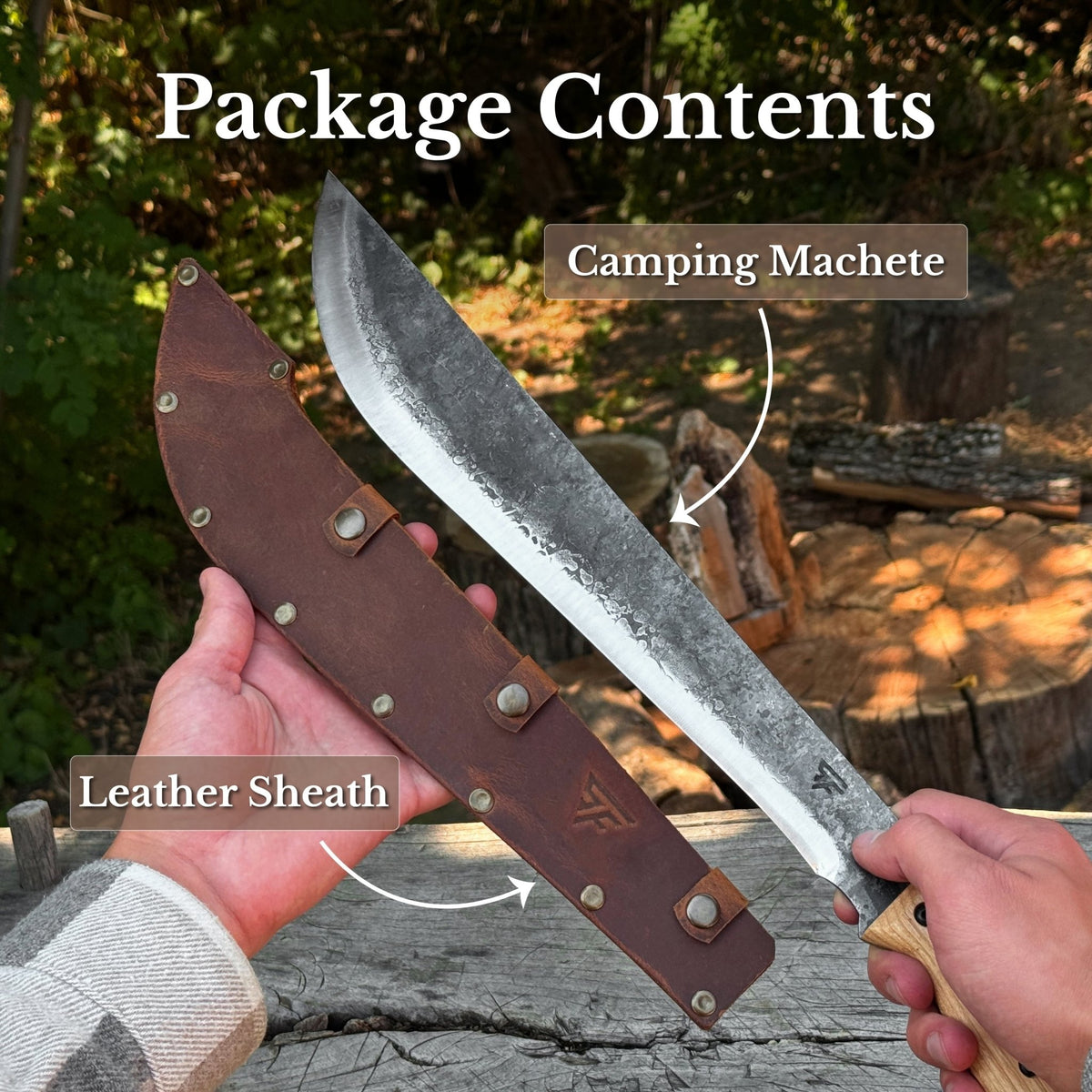 Hand Forged Bushcraft Machete with Leather Sheath, 33 cm / 12.99 in - 9