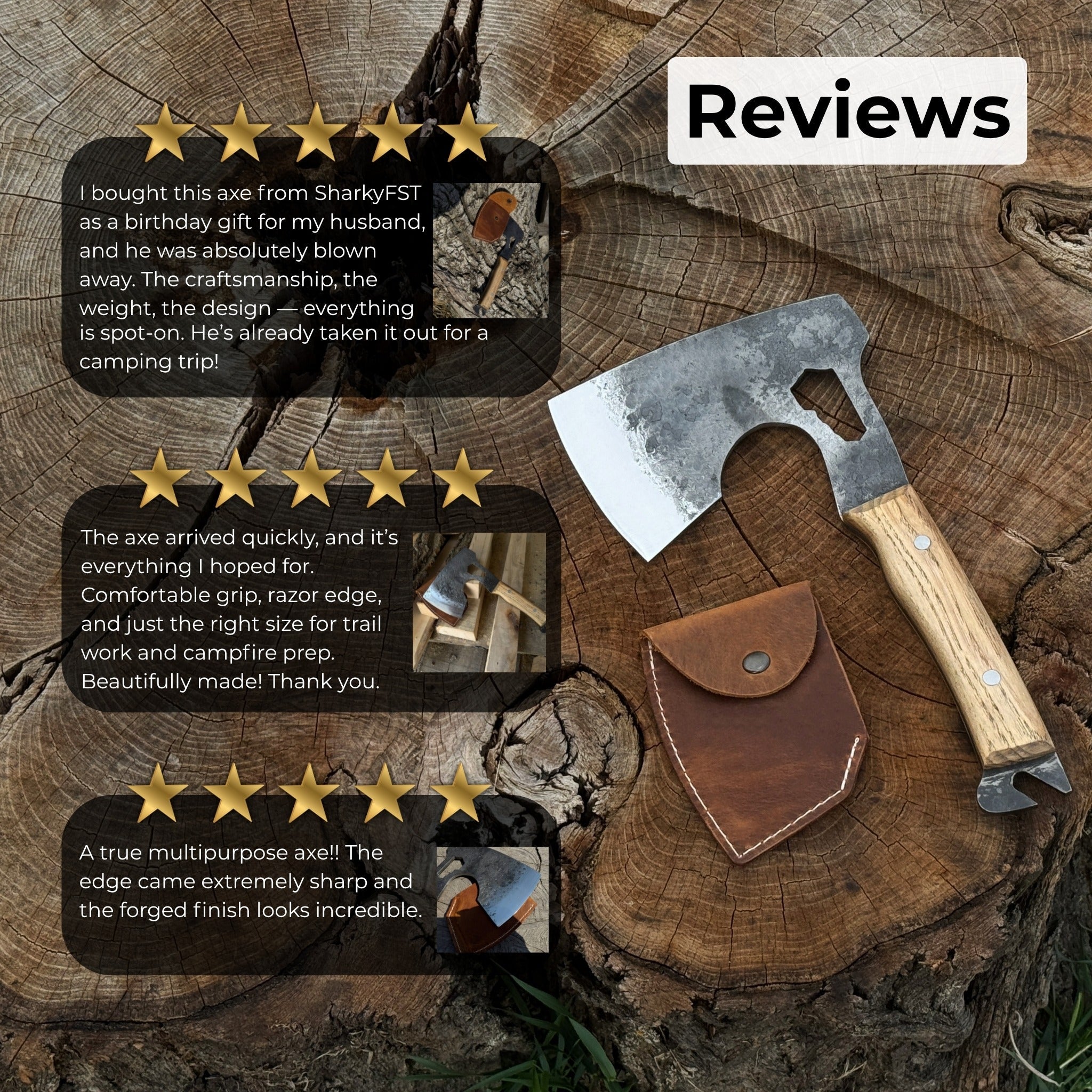 Hand - Forged Camping (Chopping) Axe, 0.6 kg (1.32 Ibs) - 9