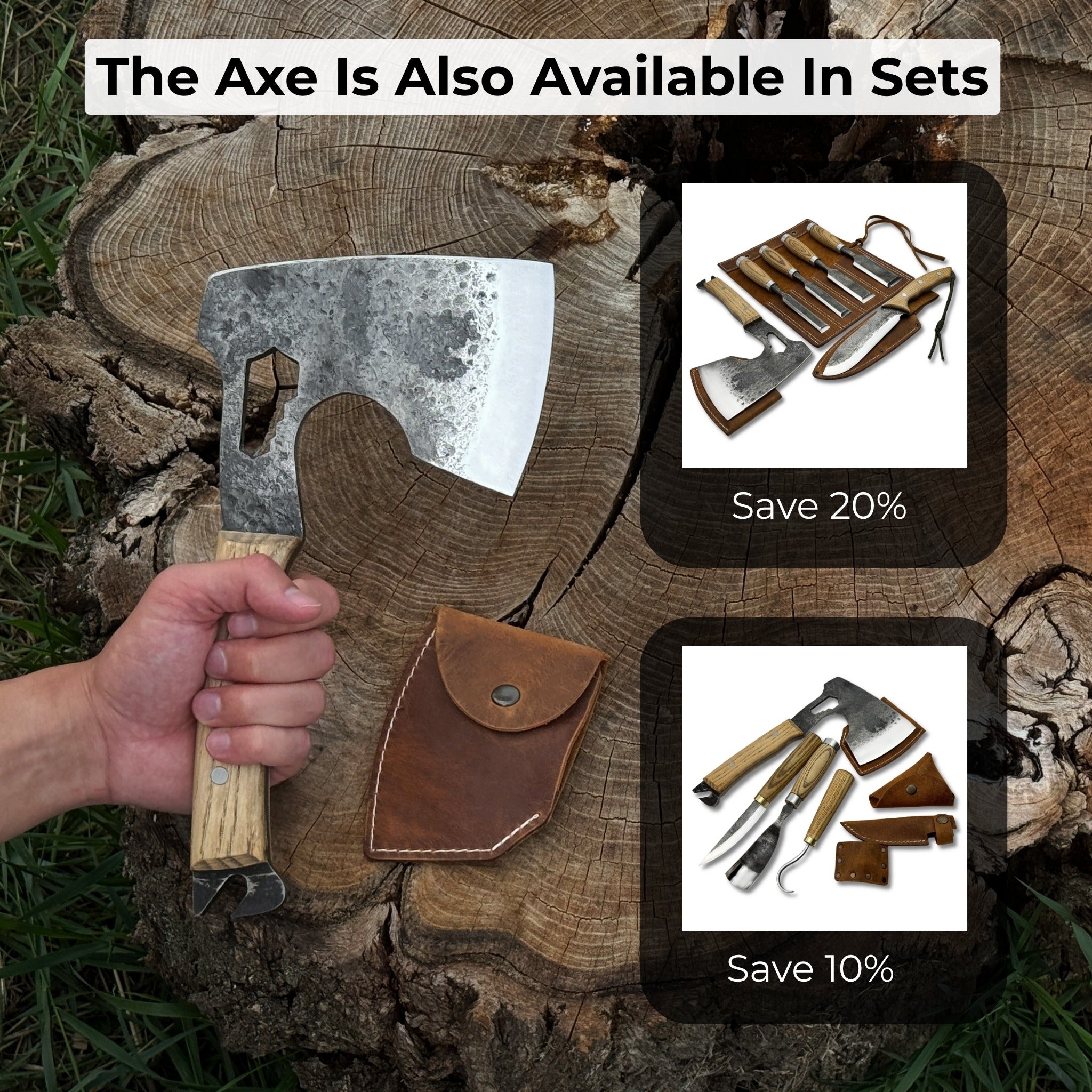 Hand - Forged Camping (Chopping) Axe, 0.6 kg (1.32 Ibs) - 10