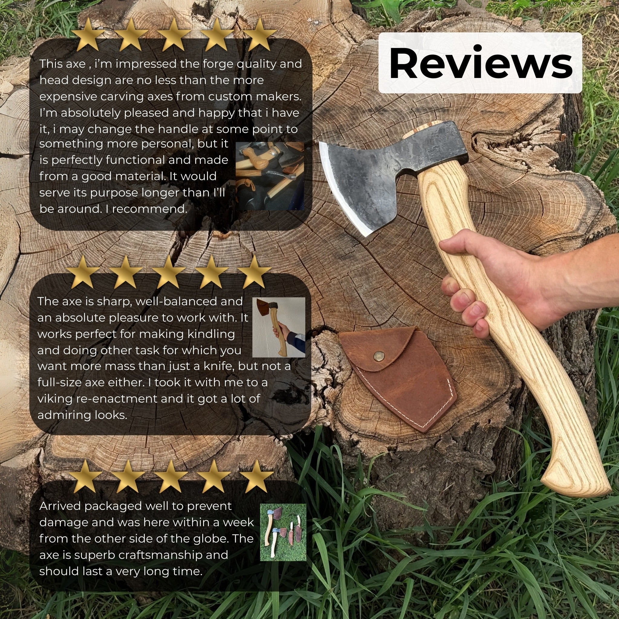 Hand - Forged Carving Axe, 1.05 kg (2.31 Ib) - 11