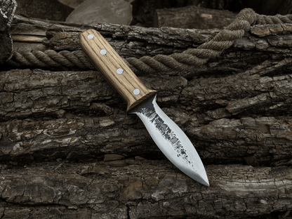 Hand - Forged Double - Edged Blade Bushcraft Knife, 9 cm (3.5 inches) - 3