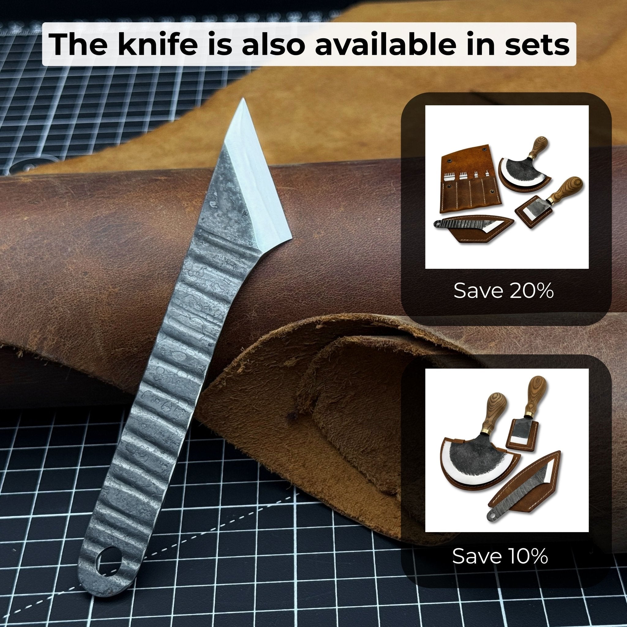 Hand - Forged Kiridashi Knife, 14 cm (5.51 inches) with Leather Sheath - 10