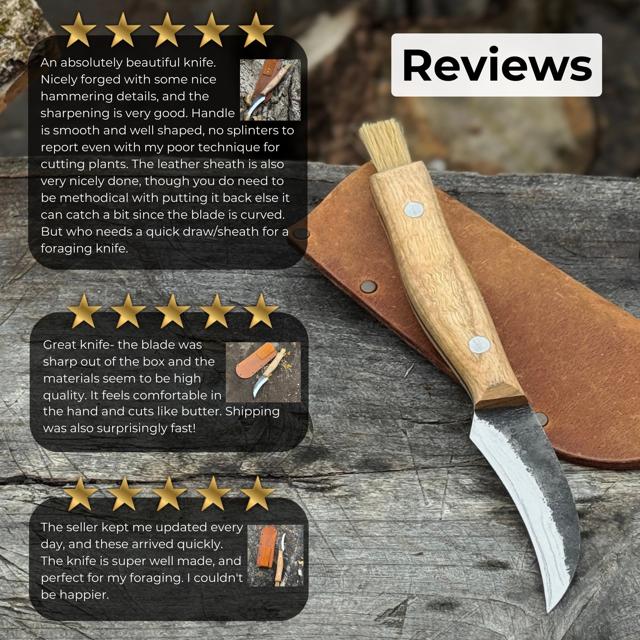 Hand - Forged Knife for Mushroom Foraging, 8 cm (3.15 inches) - 9