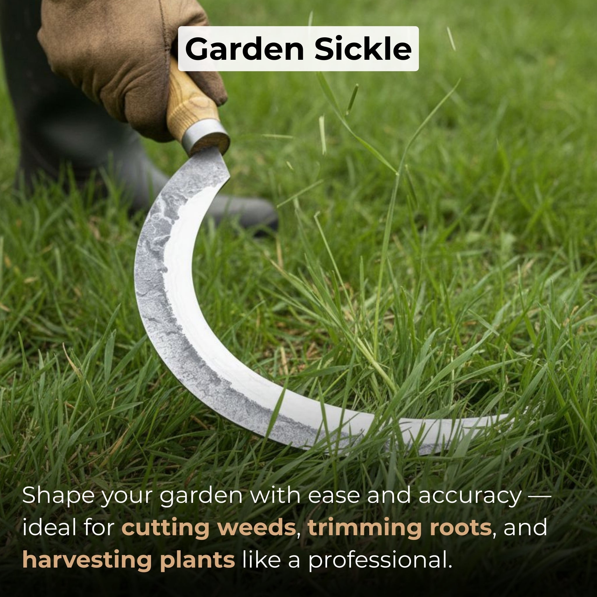 Hand - Forged Large Sickle, ⌀19 cm (7.5 inches) Blade, Leather Belt Attachment - 7