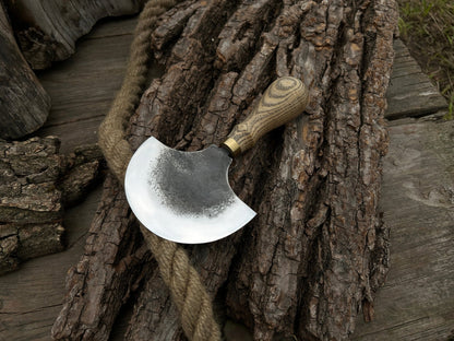 Hand - Forged Leather Round (Half Moon) Knife, 10.5 cm (4.1 inches) - 5