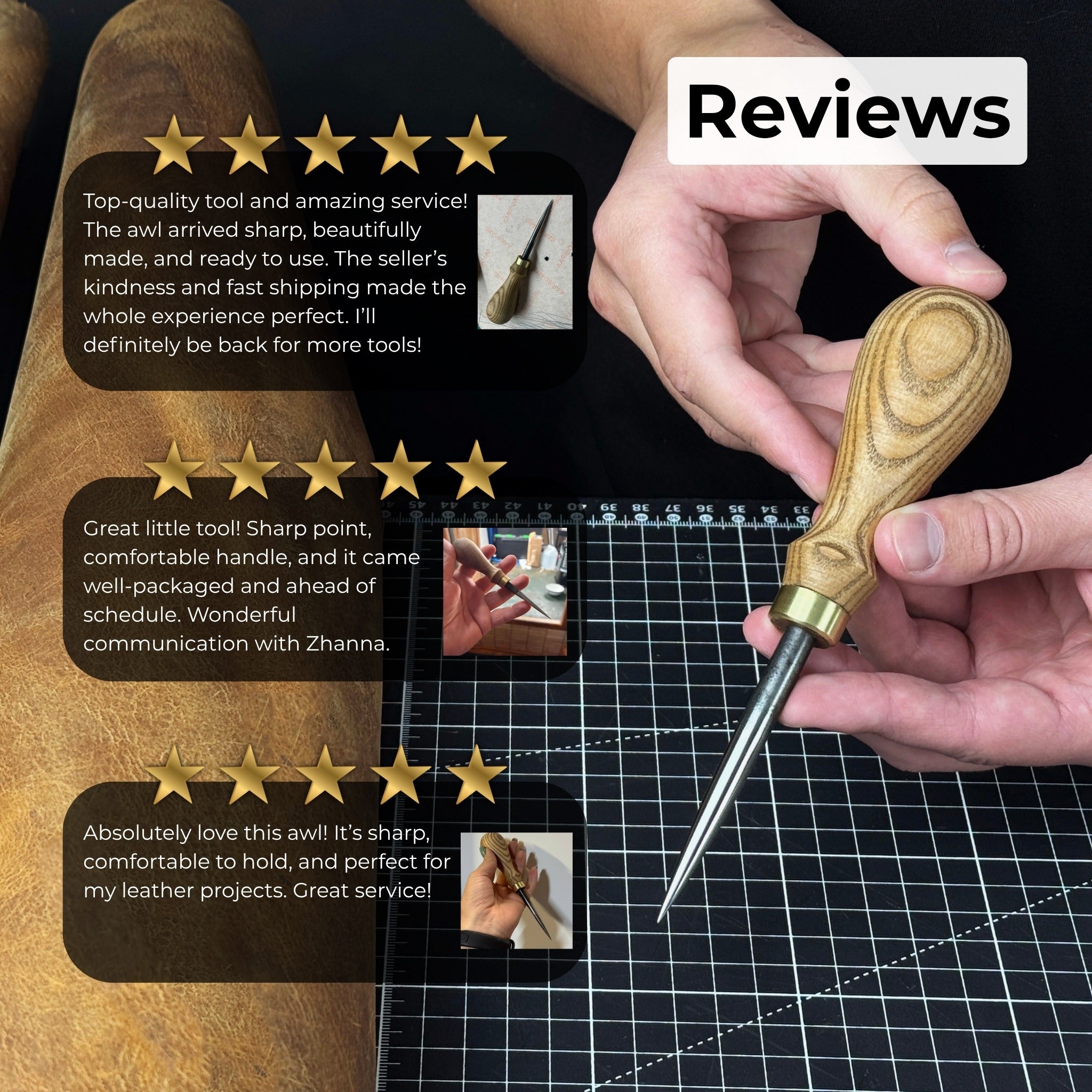 Hand - Forged Leatherworking Awl - 9