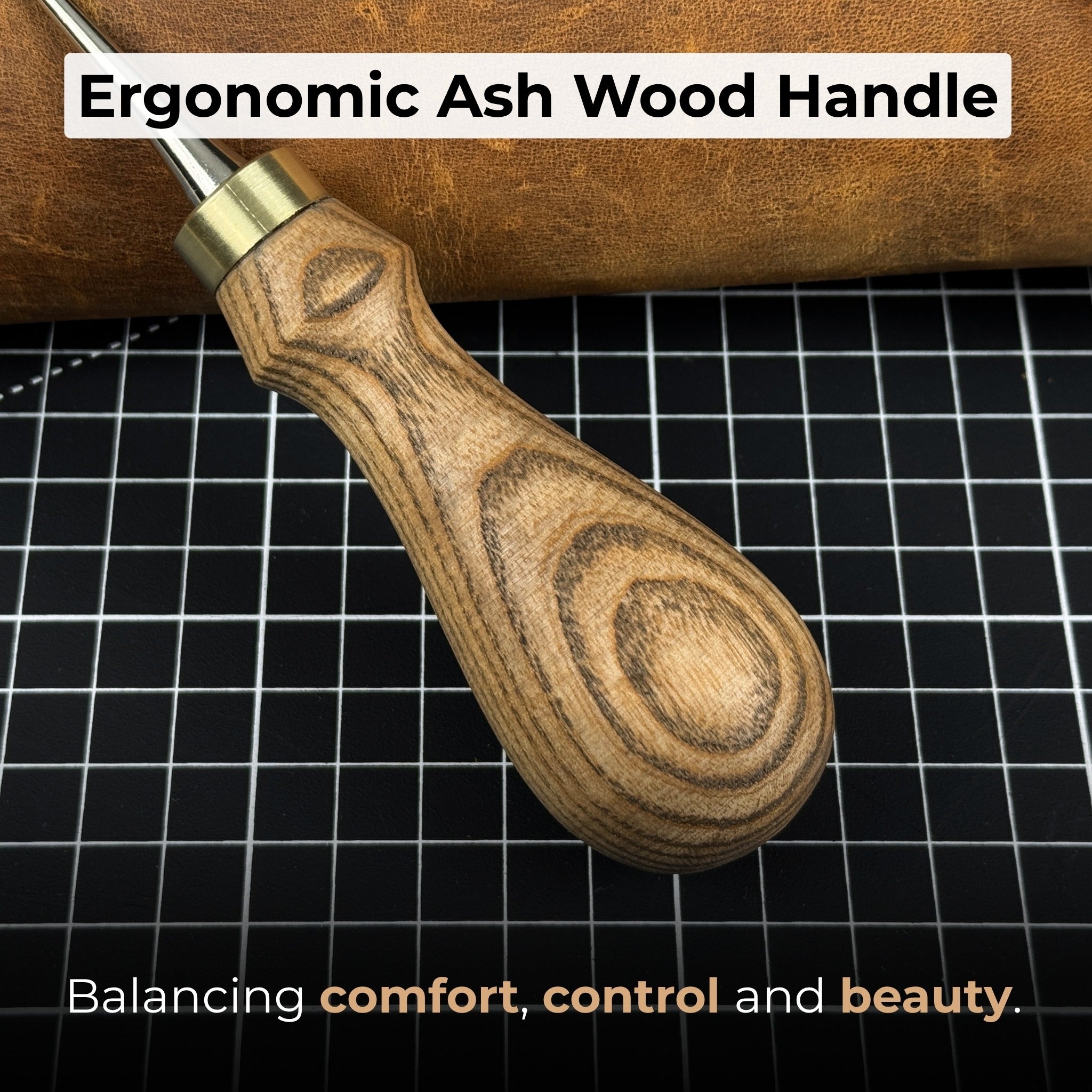 Hand - Forged Leatherworking Awl with Ash Handle - 5