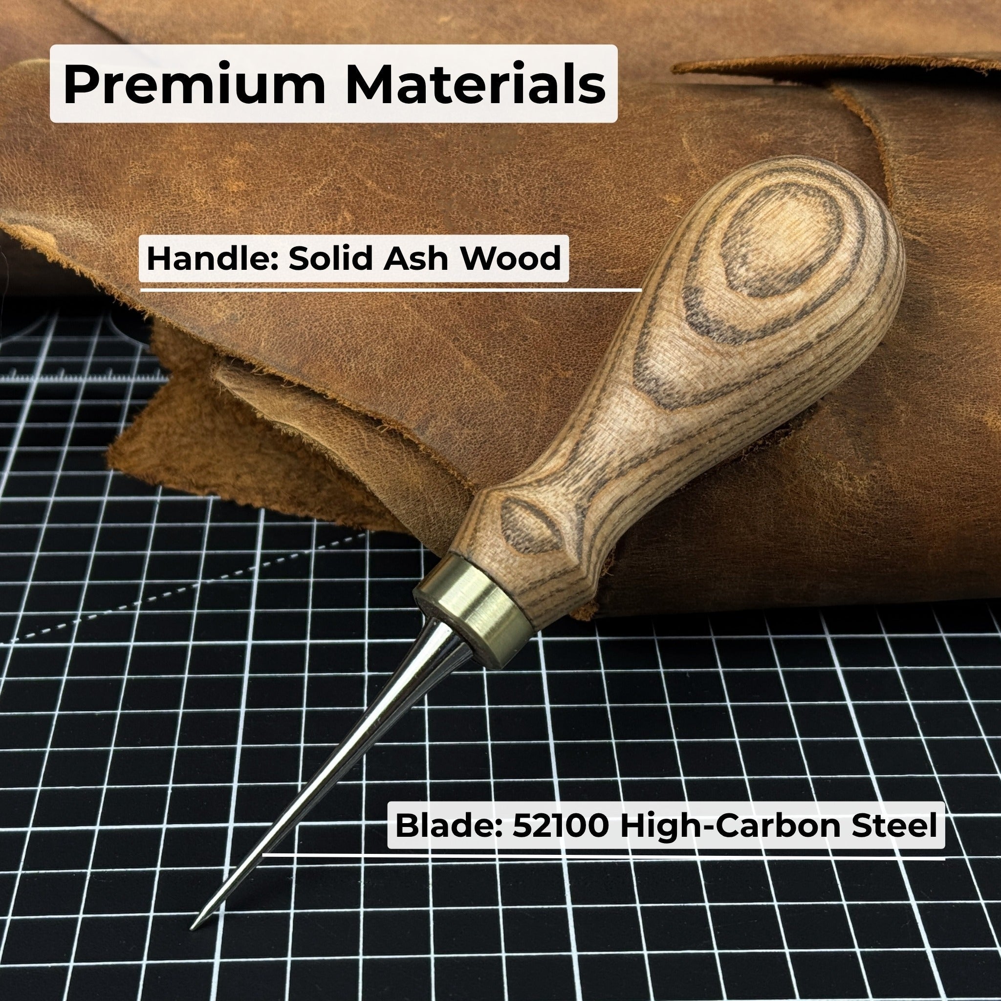 Hand - Forged Leatherworking Awl with Ash Handle - 7