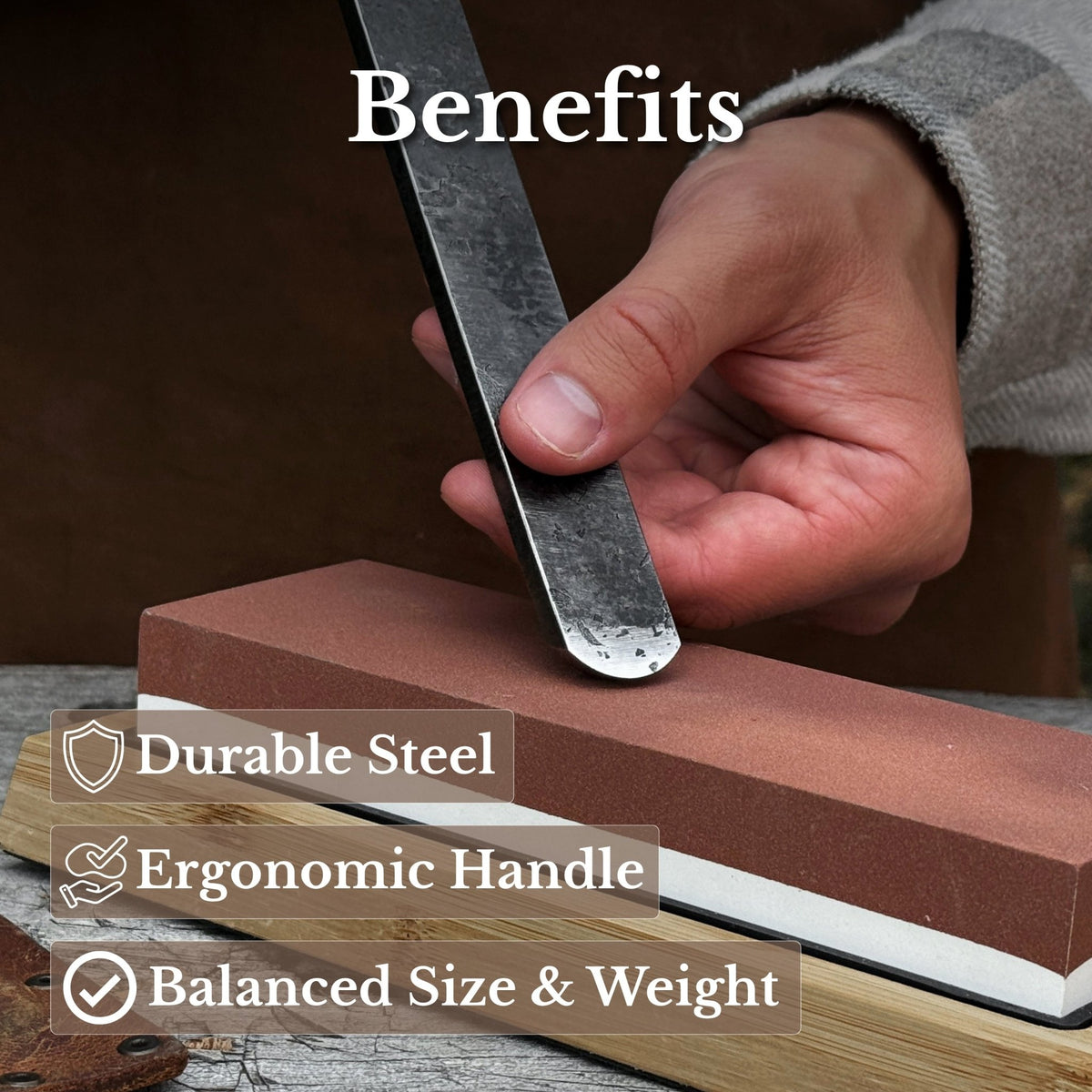 Hand-Forged Round Nose Scraper for Woodturning with Leather Sheath - 8