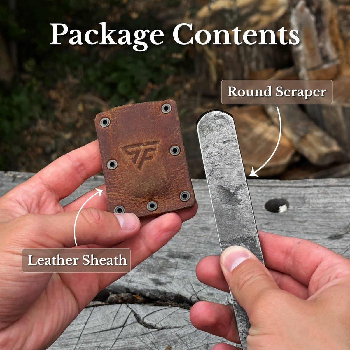 Hand-Forged Round Nose Scraper for Woodturning with Leather Sheath - 9
