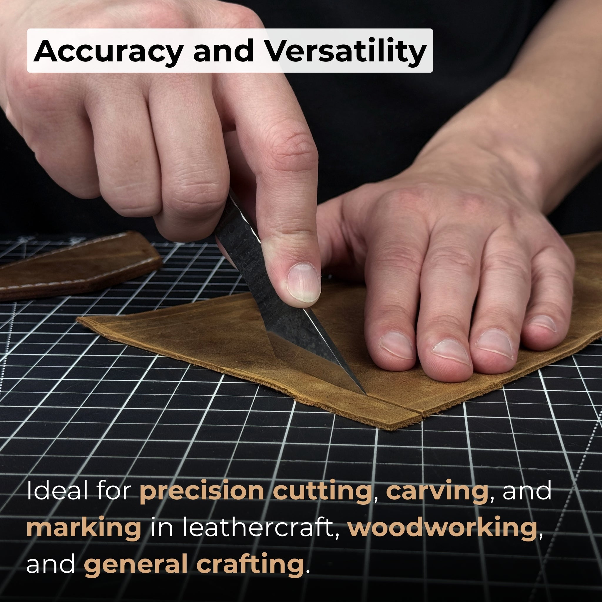 Hand - Forged Single - Bevel Kiridashi Knife with Leather Sheath - 2