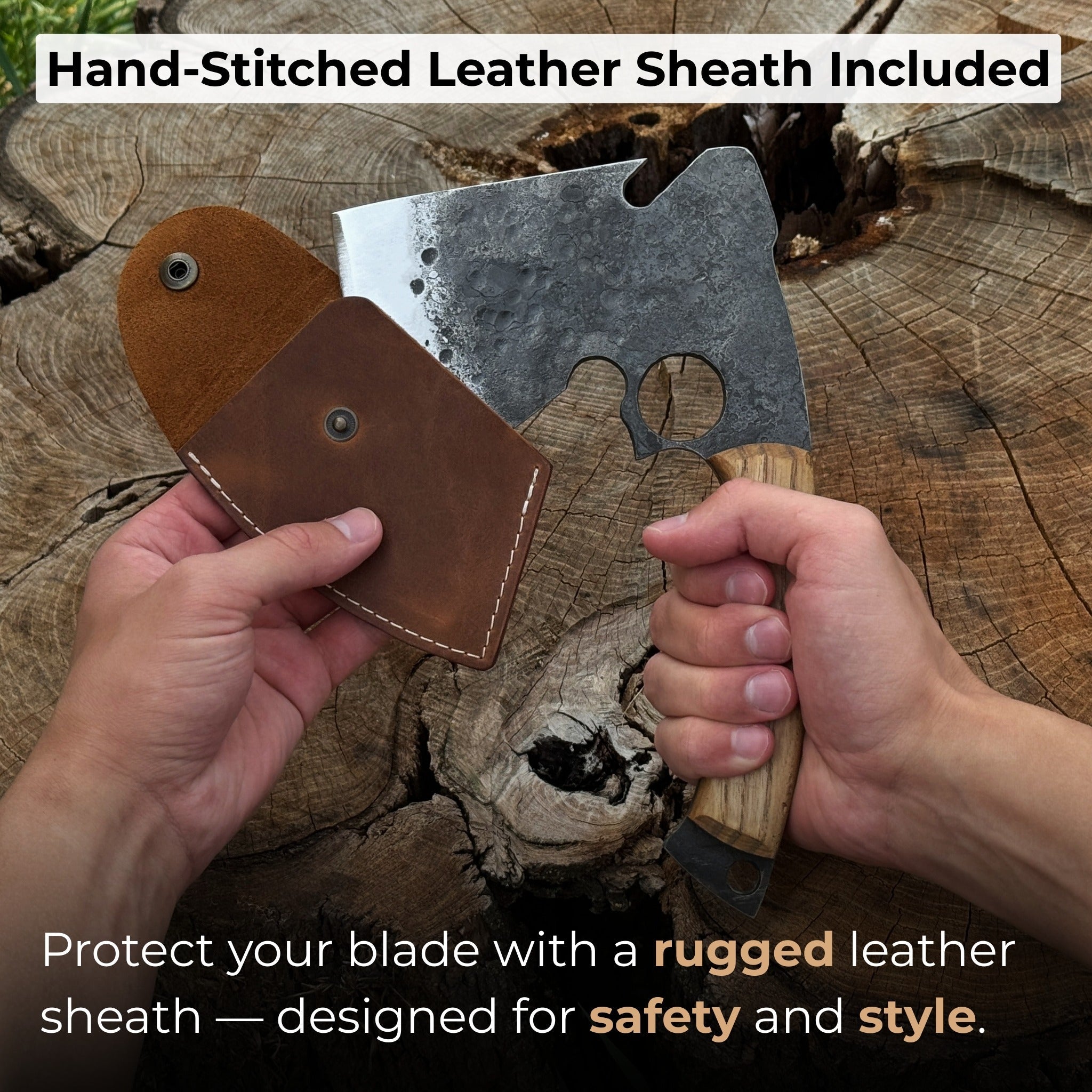 Hand - Forged Small Camping Axe with Curved Handle, 0.52 kg (1.15 Ibs) - 5