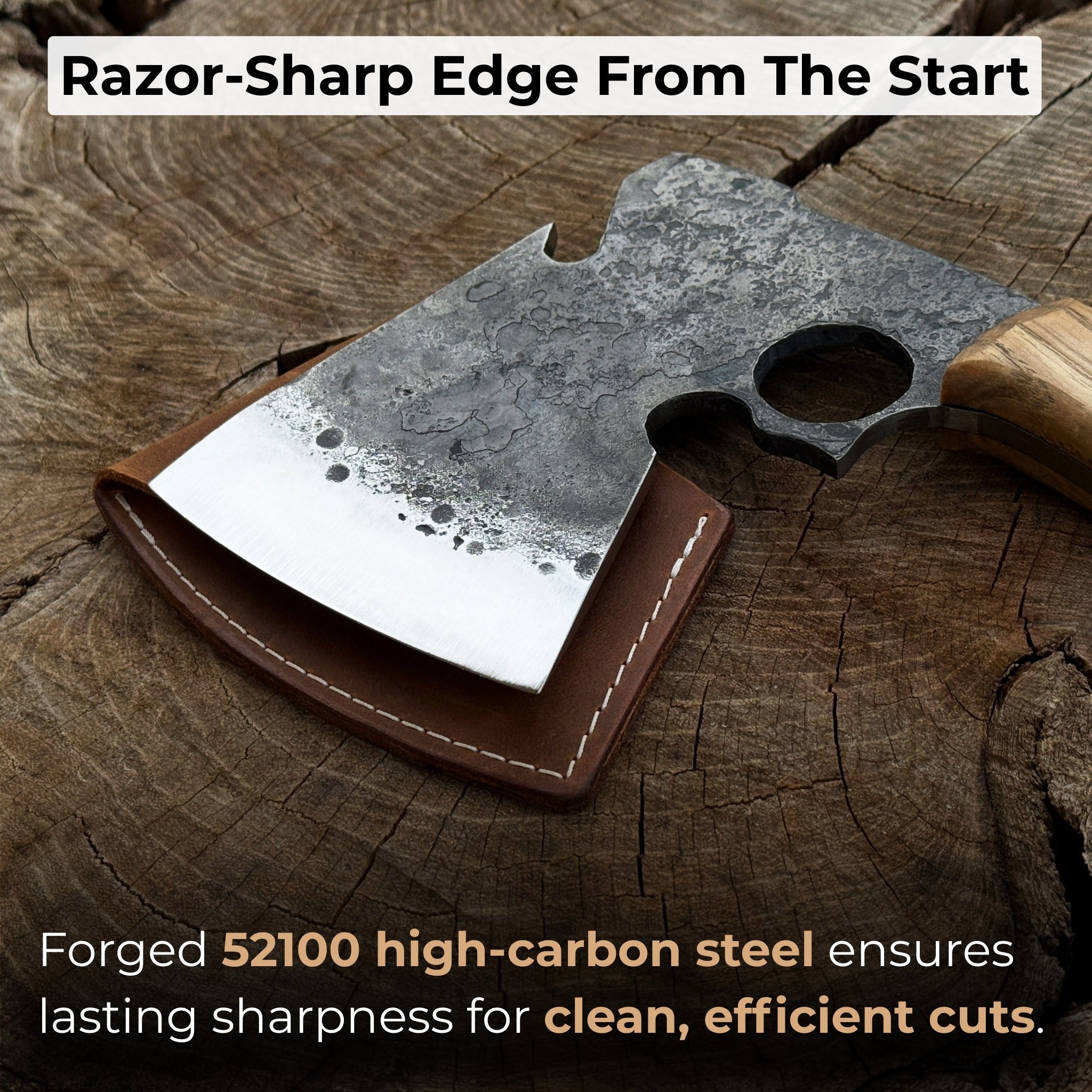 Hand - Forged Small Camping Axe with Curved Handle, 0.52 kg (1.15 Ibs) - 3