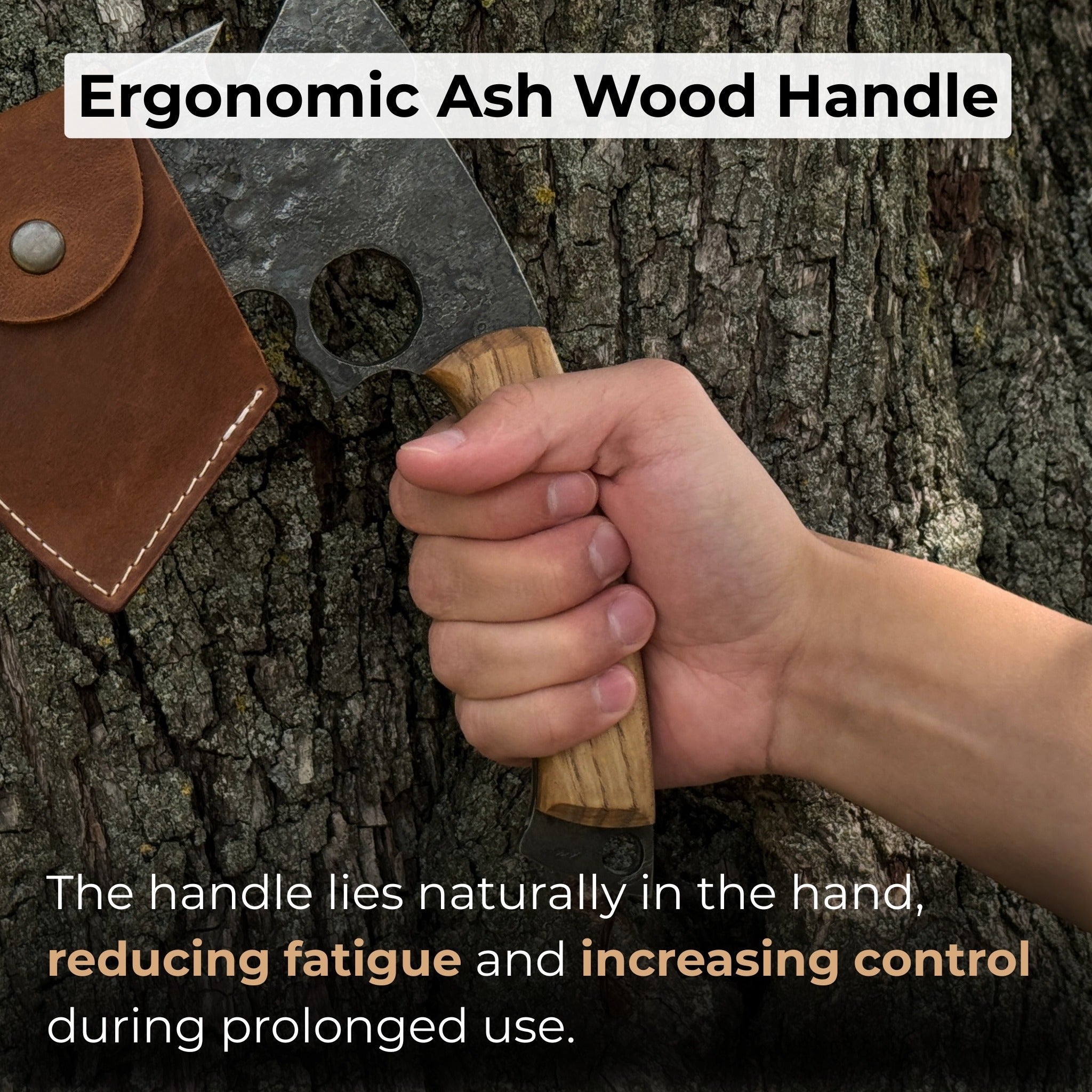 Hand - Forged Small Camping Axe with Curved Handle, 0.52 kg (1.15 Ibs) - 4