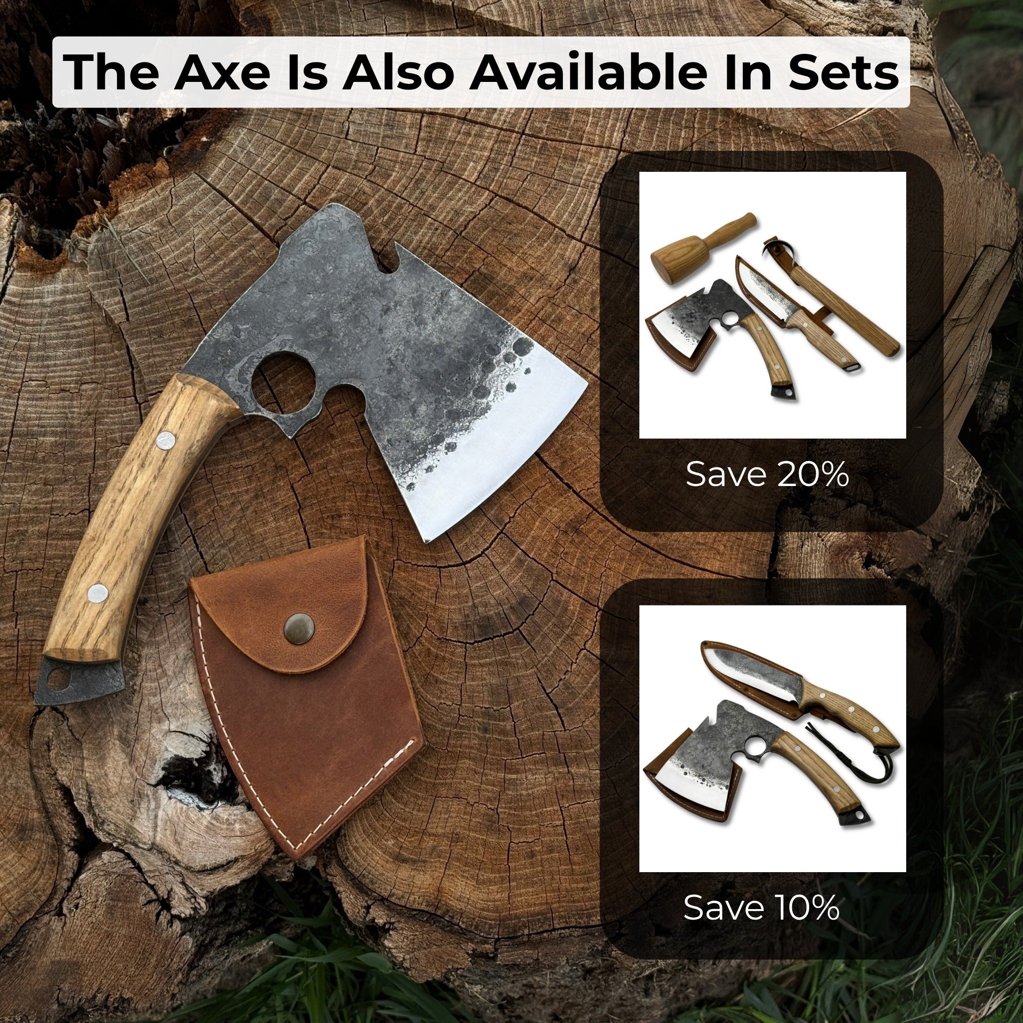 Hand - Forged Small Camping Axe with Curved Handle, 0.52 kg (1.15 Ibs) - 10