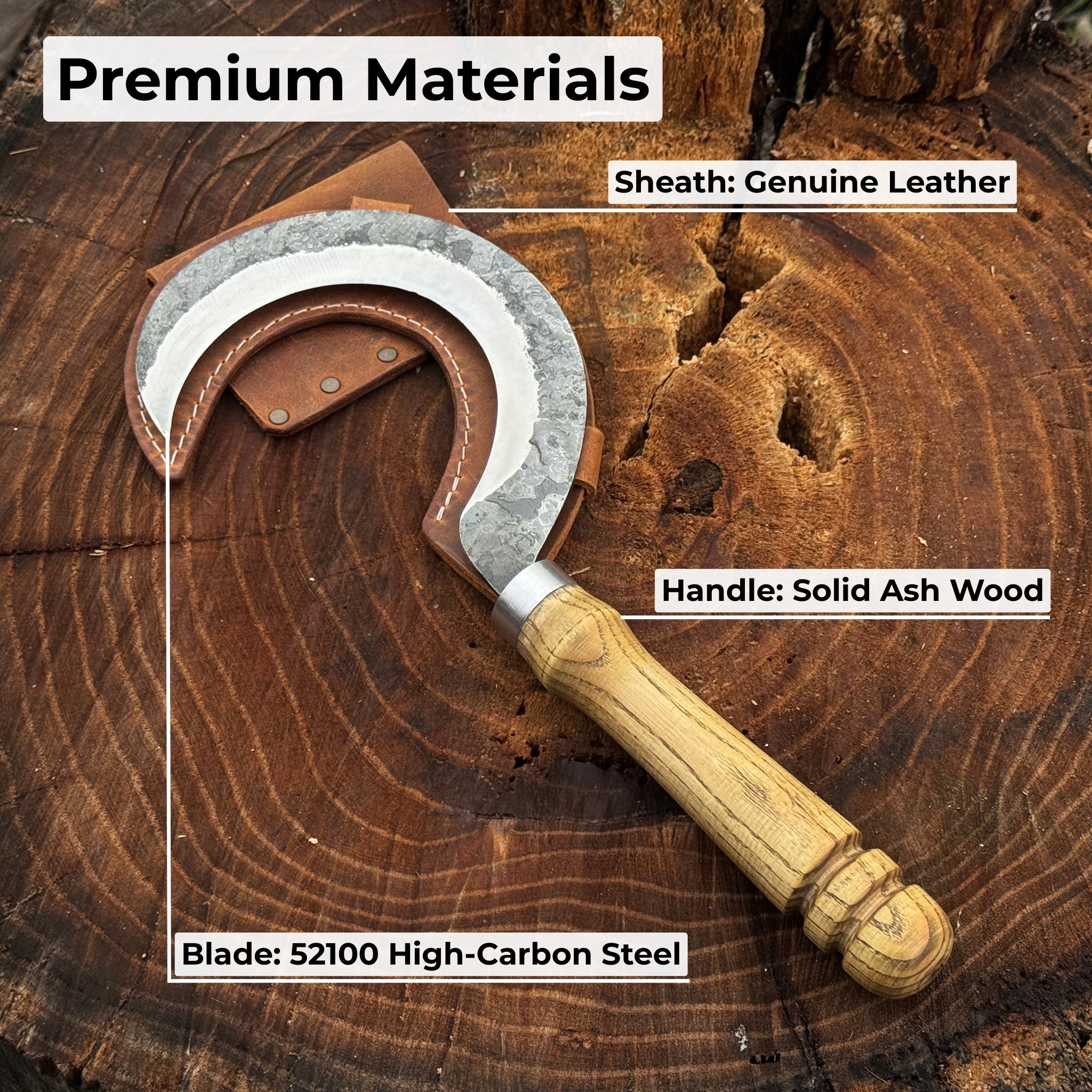 Hand - Forged Small Sickle – 9 cm (3.54 inches) Blade with Leather Belt Attachment - 6