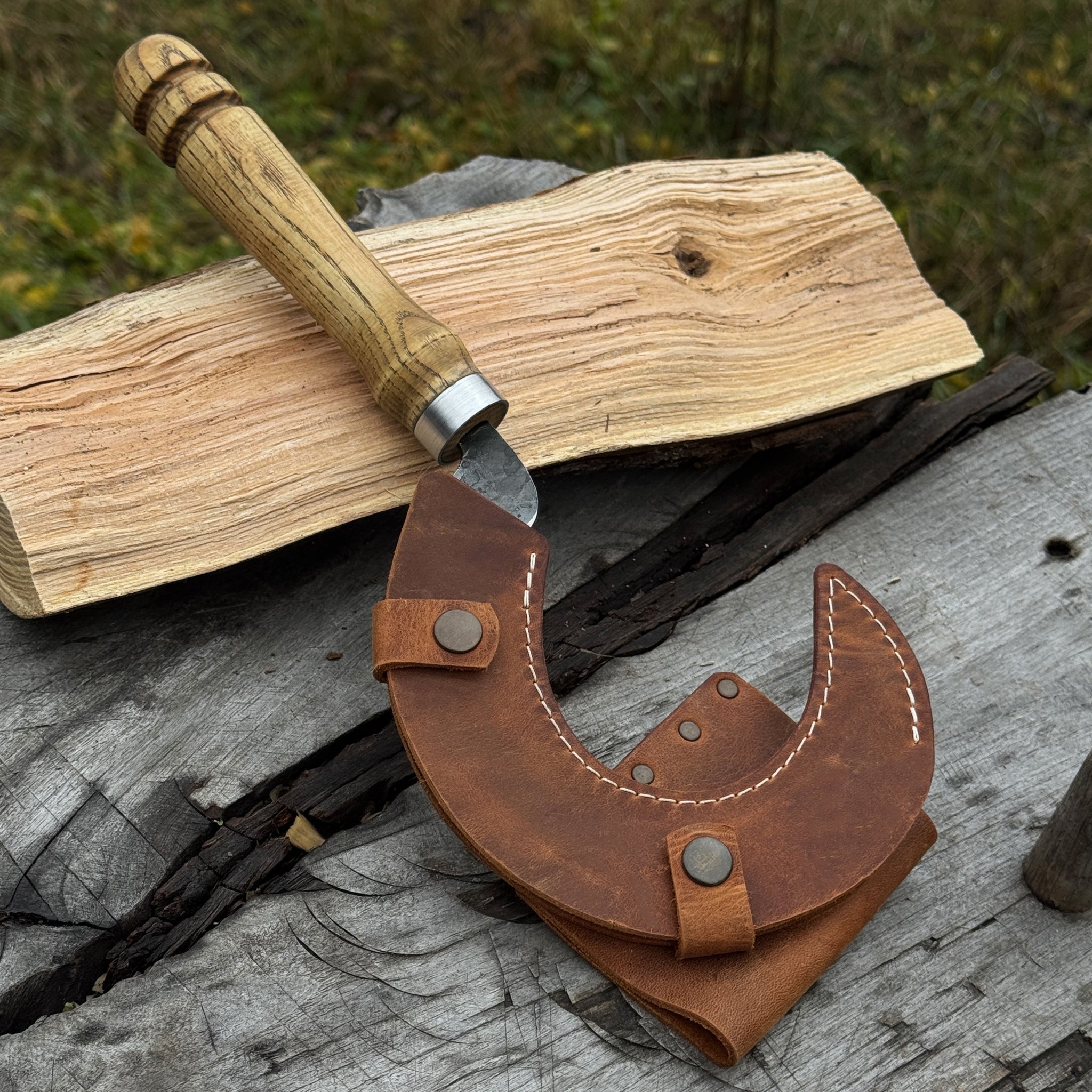 Hand - Forged Small Sickle – 9 cm (3.54 inches) Blade with Leather Belt Attachment - 11