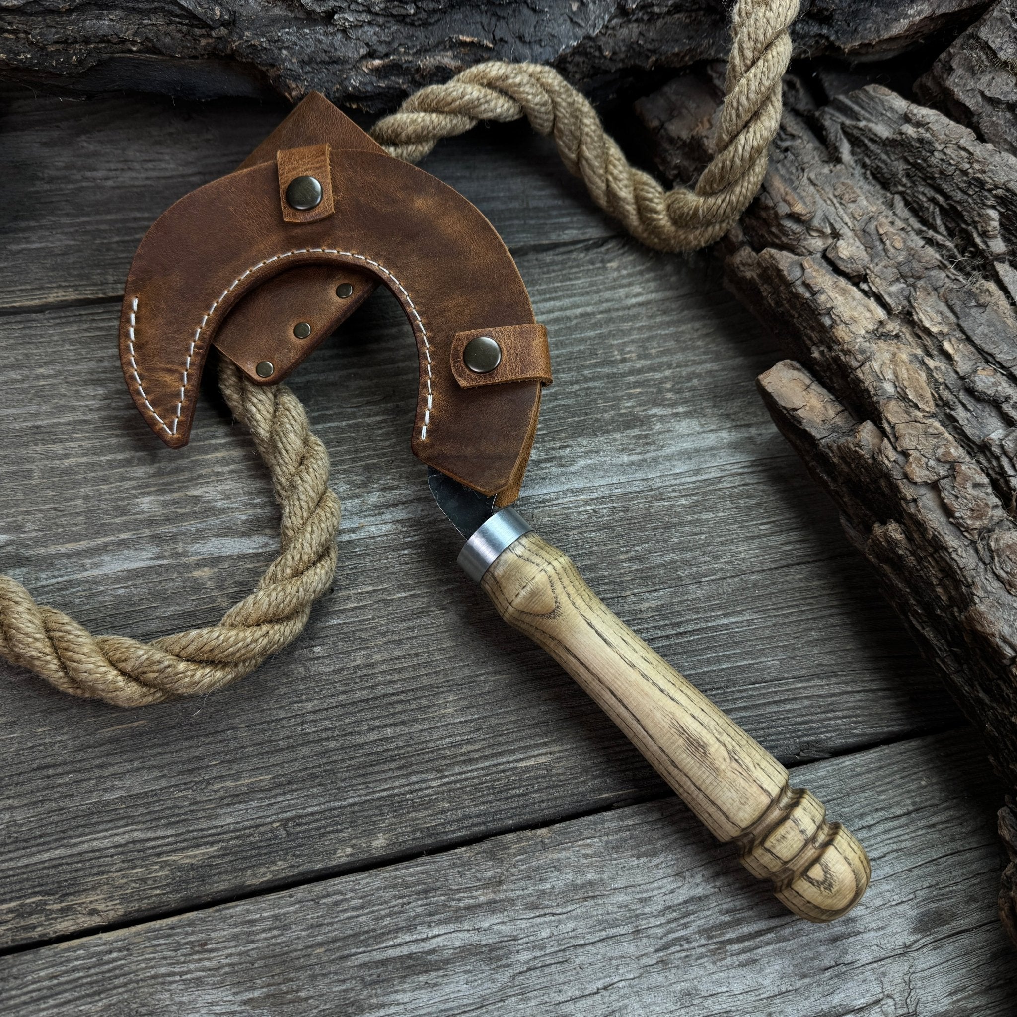 Hand - Forged Small Sickle – 9 cm (3.54 inches) Blade with Leather Belt Attachment - 4