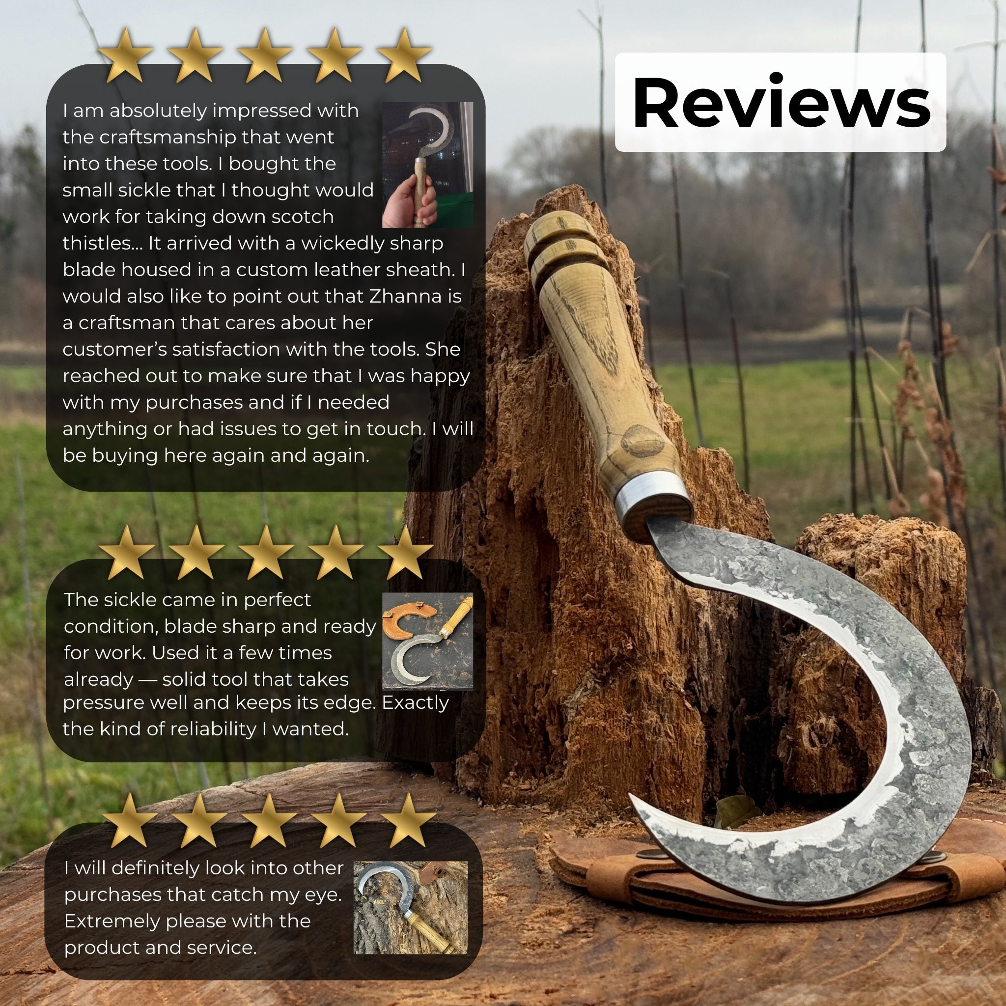 Hand - Forged Small Sickle, ⌀9 cm (3.54 inches) - 9