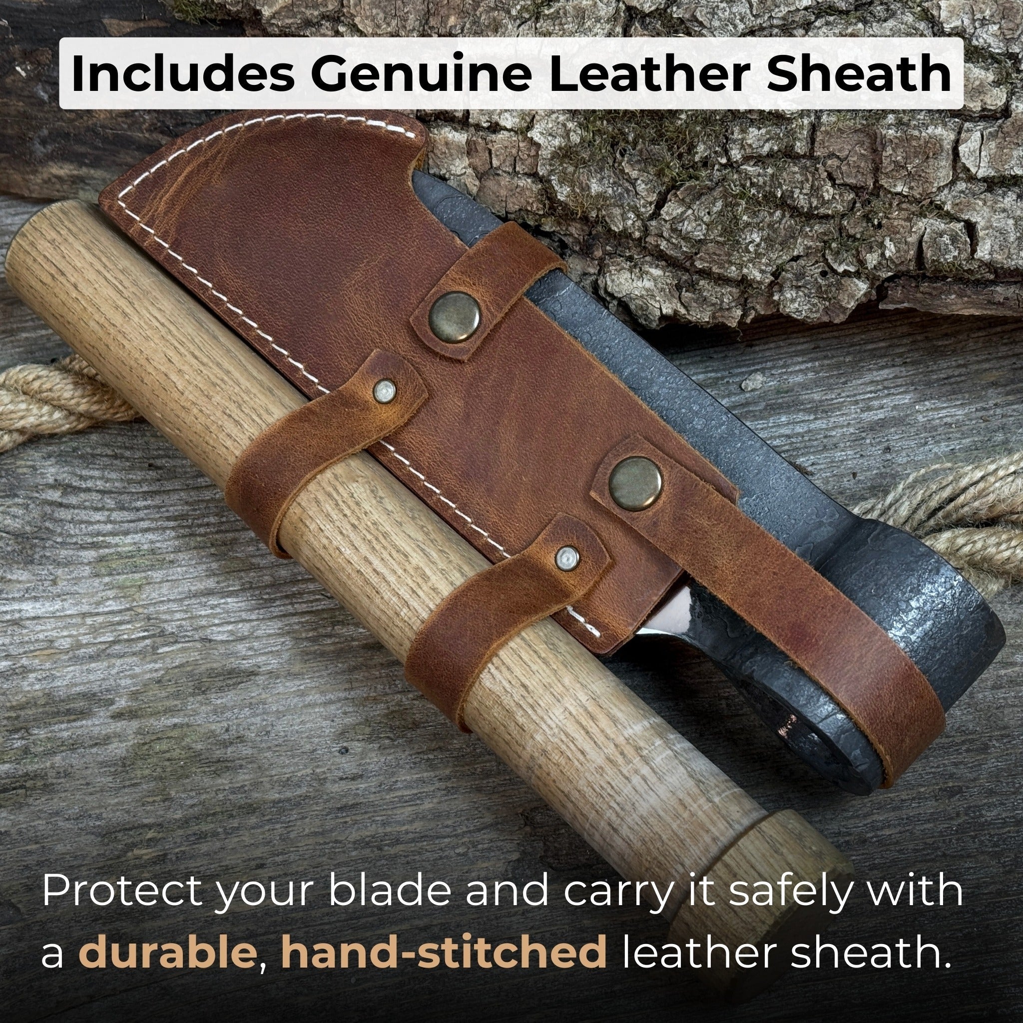 Hand - Forged Small Splitting Froe – Leather Sheath with Handle Holder - 2