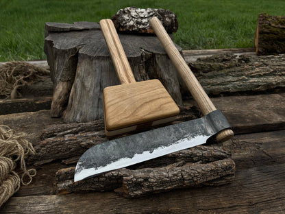 Hand - Forged Splitting Froe with Wooden Mallet - 6