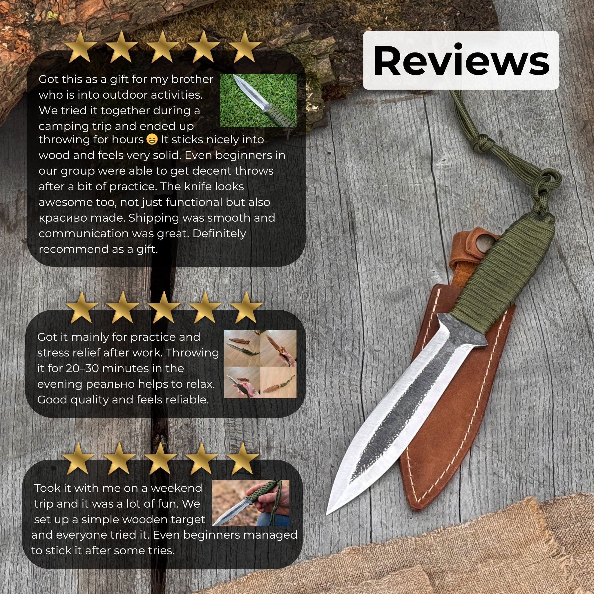 Hand - Forged Throwing Knife, 22 cm (8.6 inches) - 10