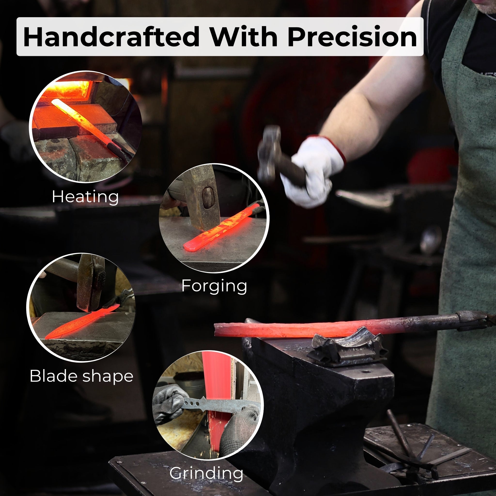 Hand - Forged Throwing Knife, 22 cm (8.6 inches) - 9