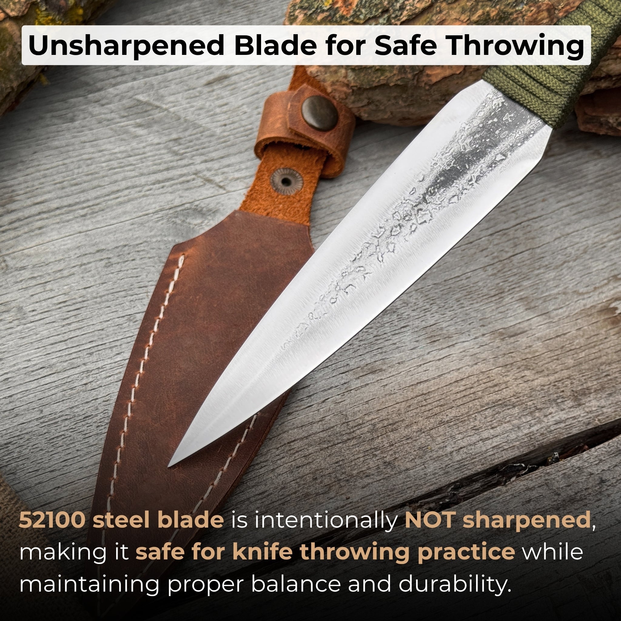 Hand - Forged Throwing Knife – 23 cm (9 in) with Leather Belt Sheath - 2