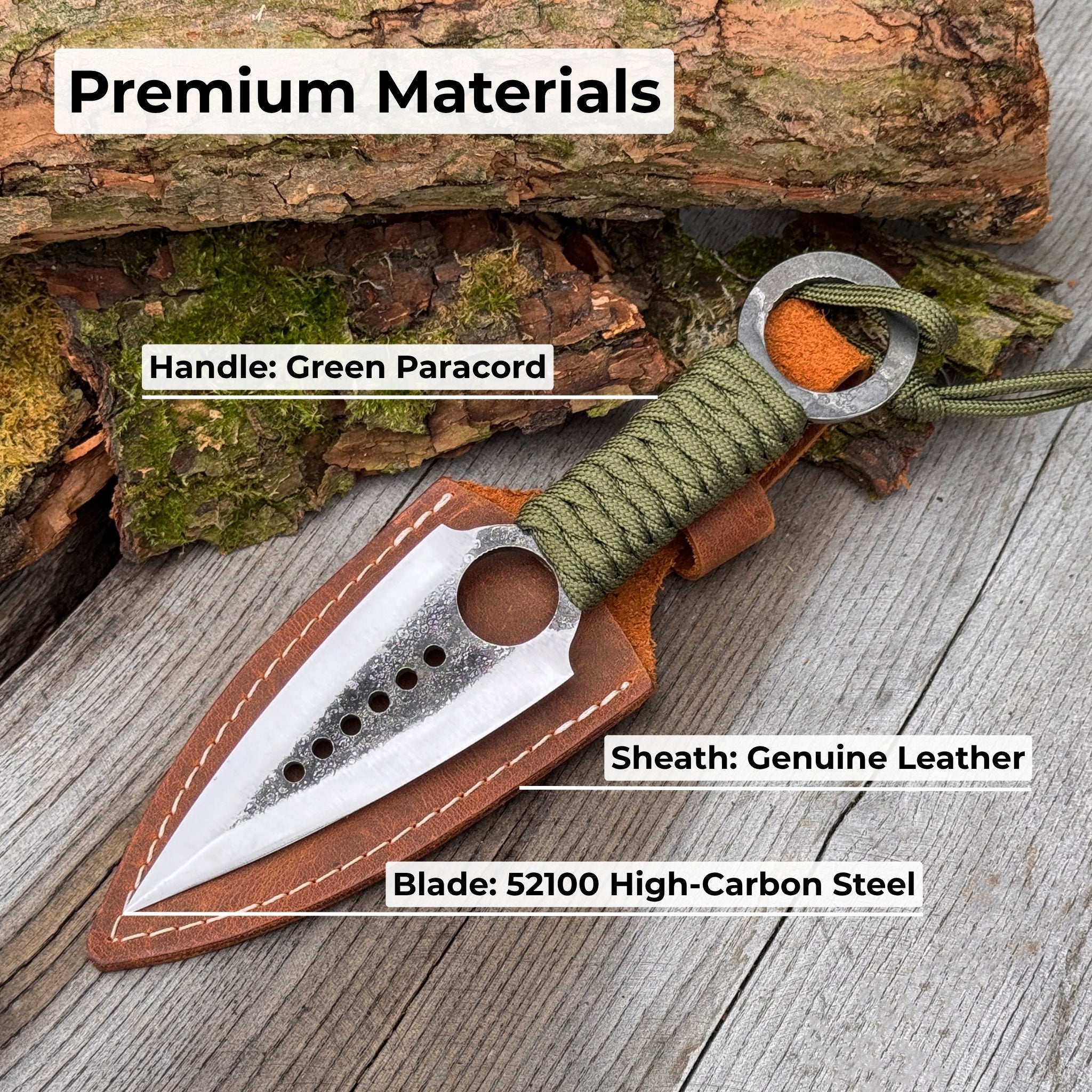 Hand - Forged Throwing Knife with Leather Belt Sheath, 19 cm (7.48 inches) - 7