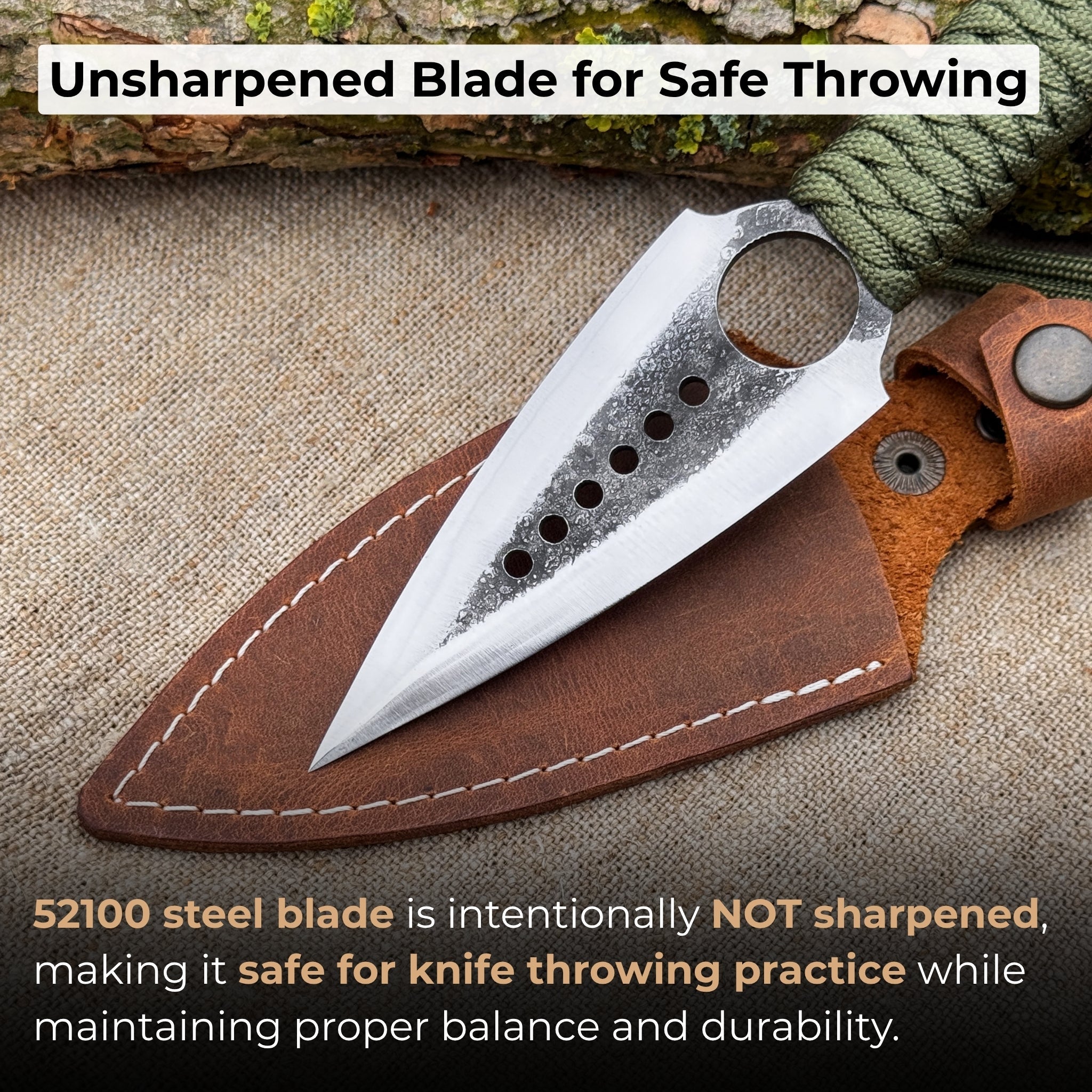 Hand - Forged Throwing Knife with Leather Belt Sheath, 19 cm (7.48 inches) - 2