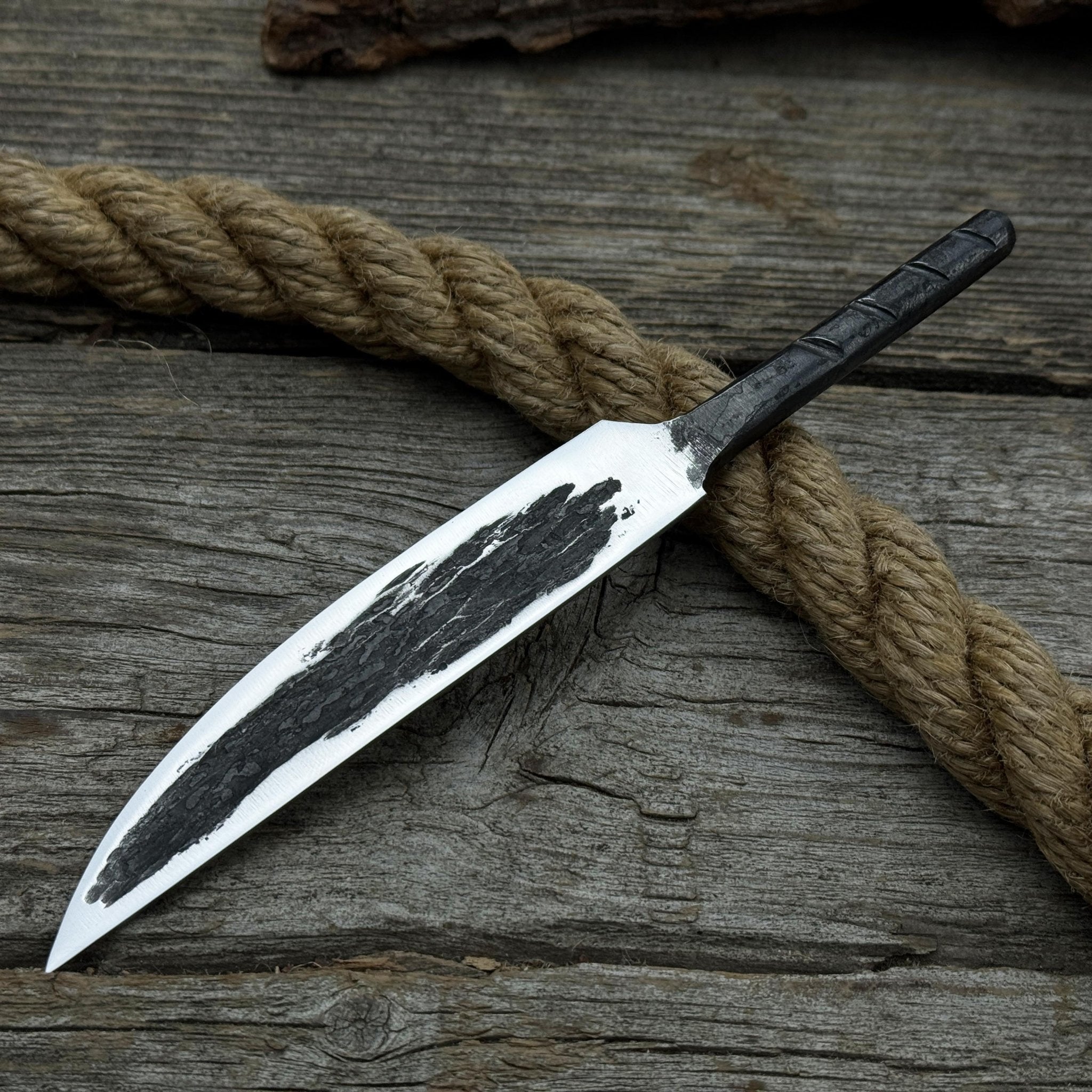 Hand - Forged Yakut Blade with Leather Sheath, 10 cm (3.93 inches) - 6