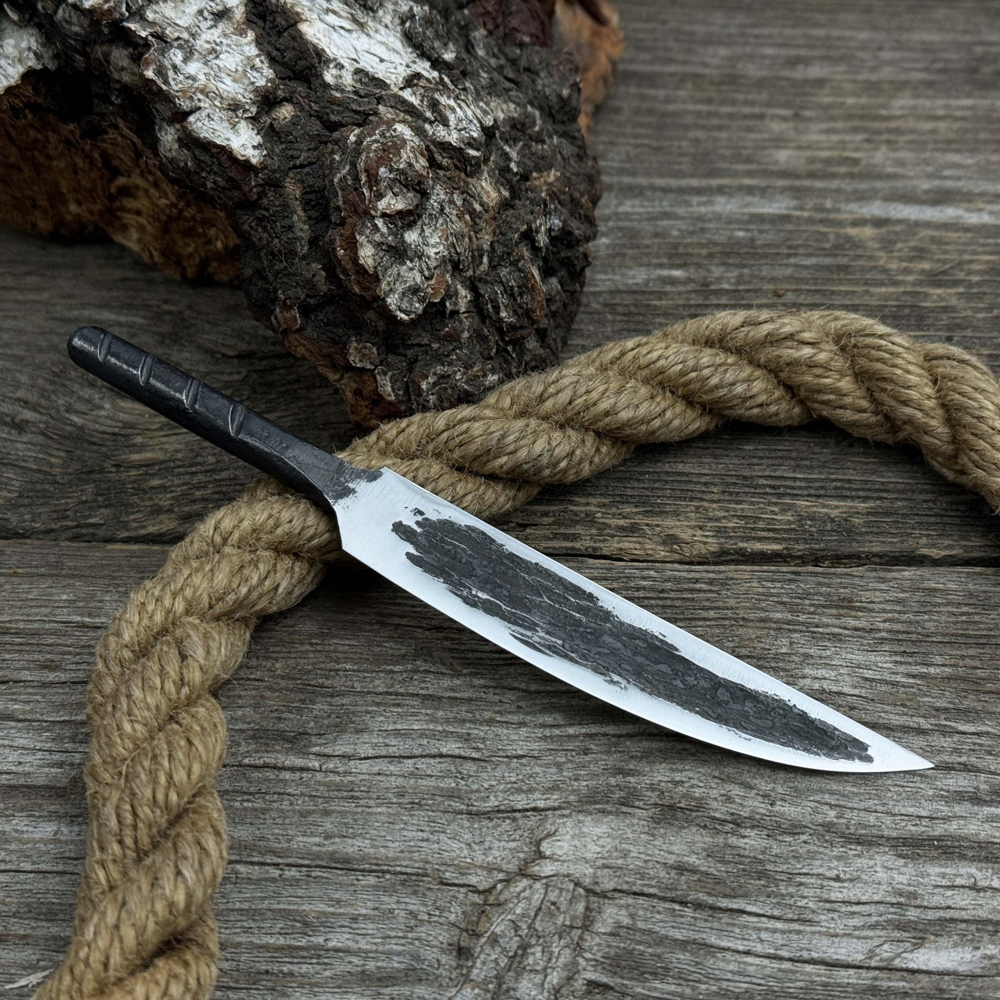 Hand - Forged Yakut Blade with Leather Sheath, 10 cm (3.93 inches) - 9