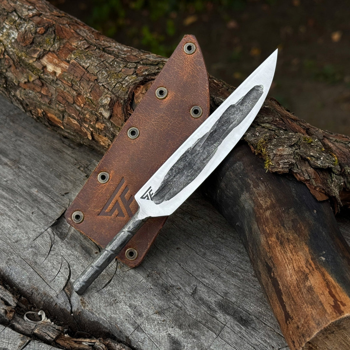 Hand-Forged Yakut Blade with Leather Sheath, 10 cm (3.93 inches) - 1