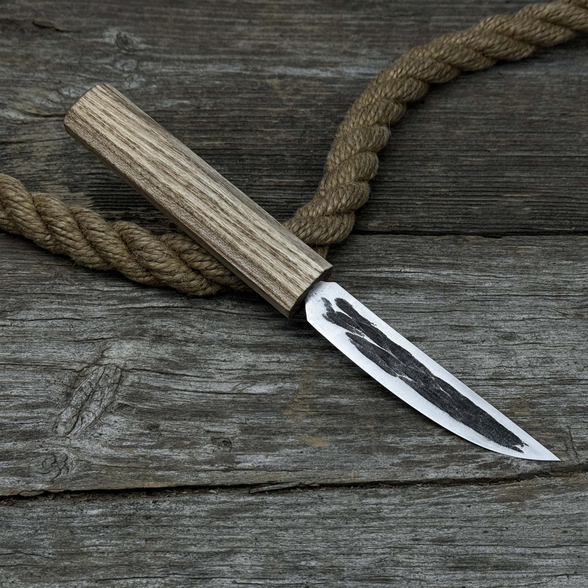 Hand - Forged Yakut Knife with Leather Sheath, 9.5 cm (3.74 inches) - 5