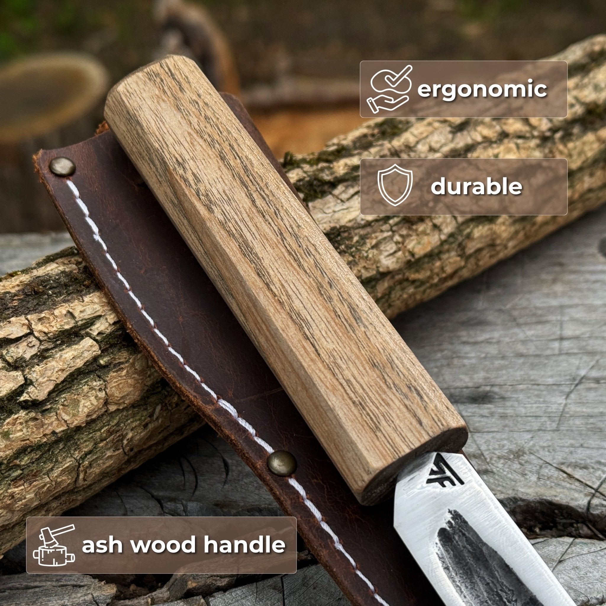 Hand-Forged Yakut Knife with Leather Sheath, 9.5 cm (3.74 inches) - 3