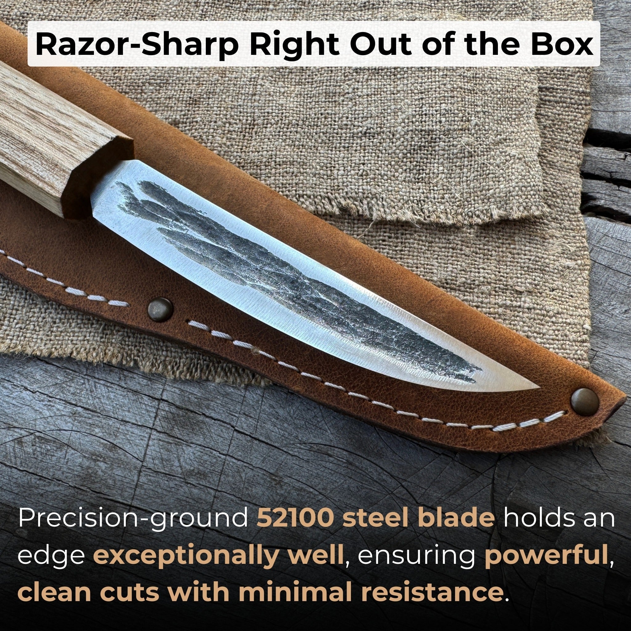 Hand - Forged Yakut Knife with Leather Sheath, 9.5 cm (3.74 inches) - 2