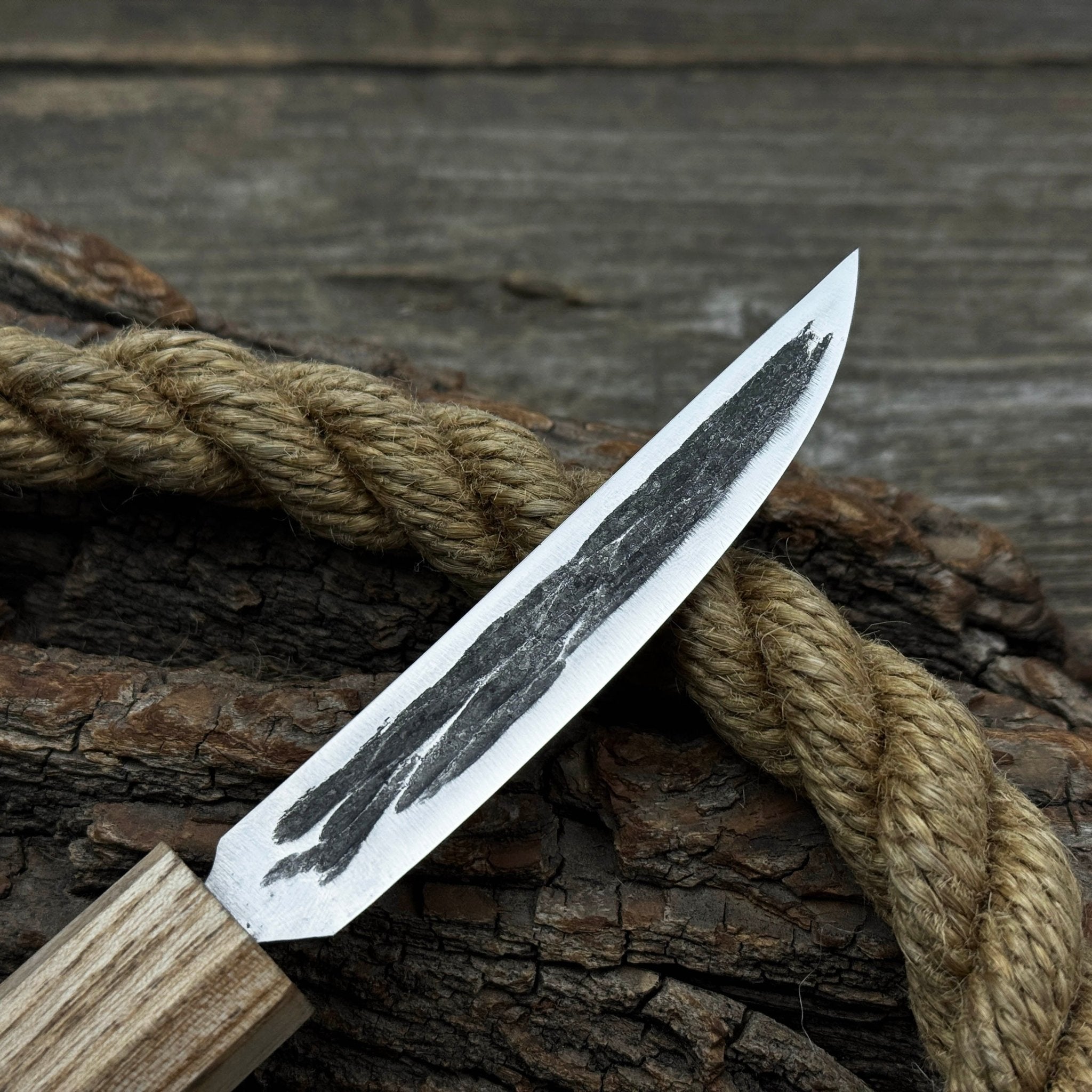 Hand - Forged Yakut Knife with Leather Sheath, 9.5 cm (3.74 inches) - 7