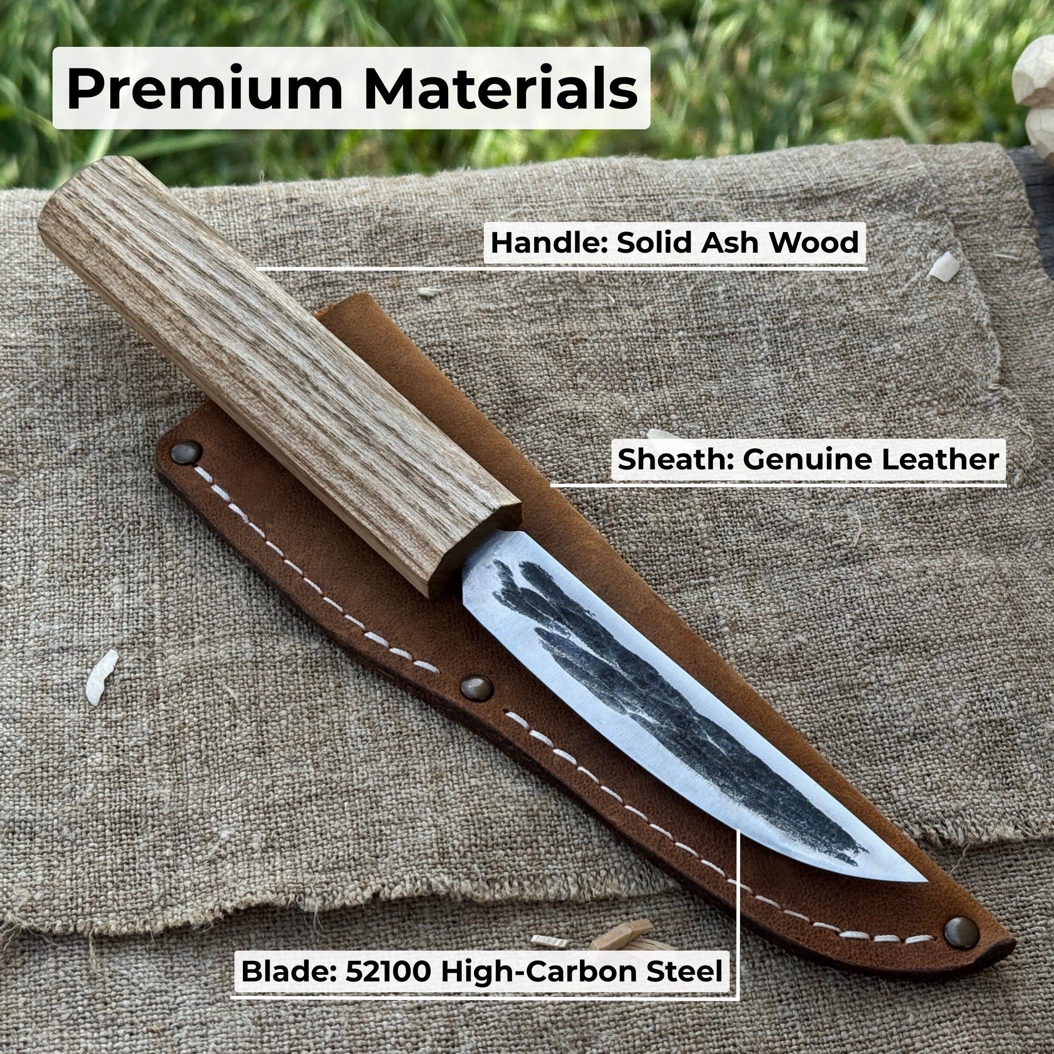 Hand - Forged Yakut Knife with Leather Sheath, 9.5 cm (3.74 inches) - 6