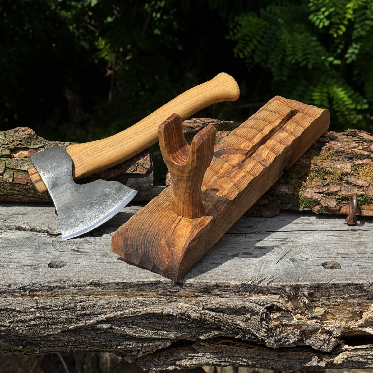 Handcrafted Wooden Axe Display Stand - 10