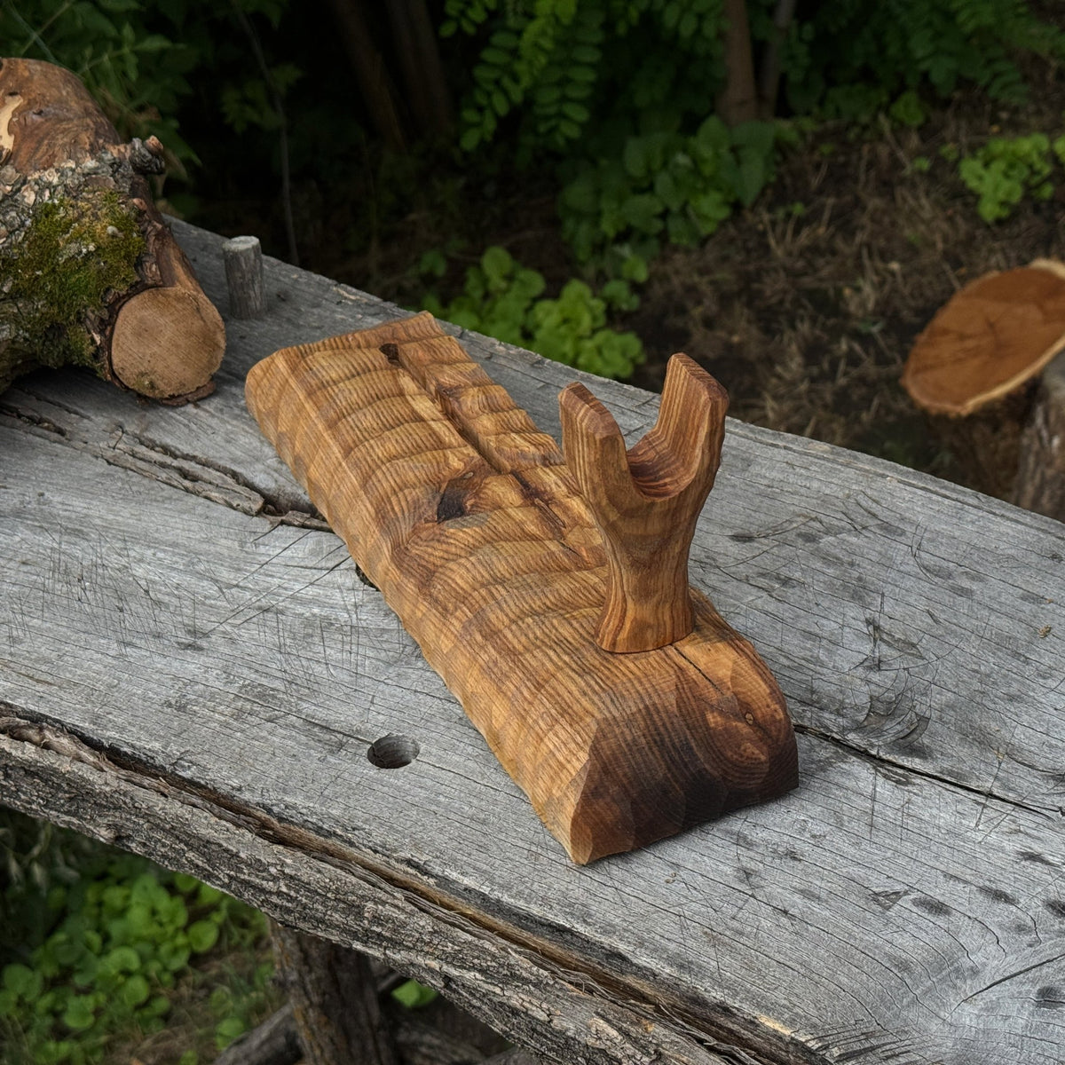 Handcrafted Wooden Axe Display Stand - 3