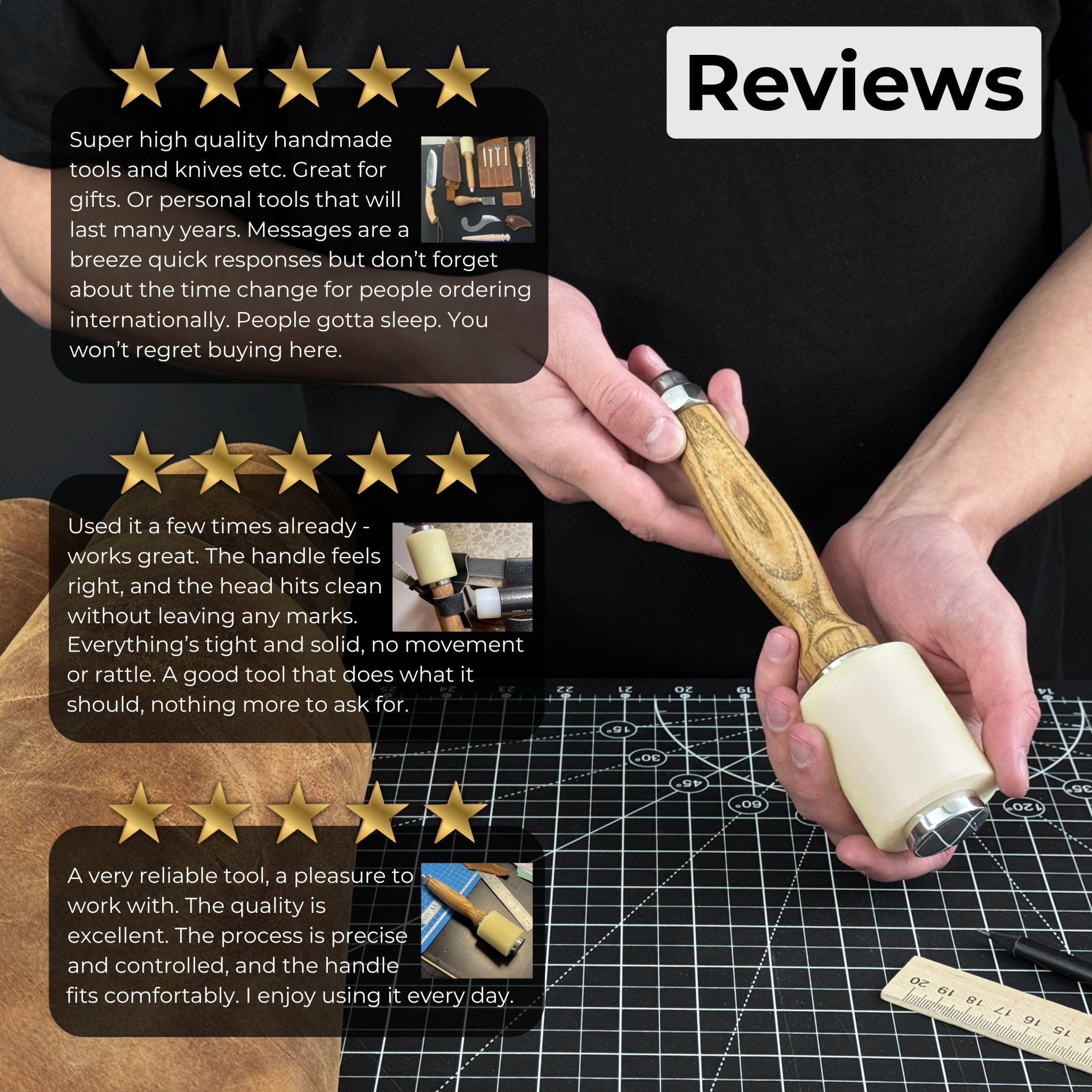 Handmade Mallet with Nylon Head, 21.5 cm (8.46 inches) - 8
