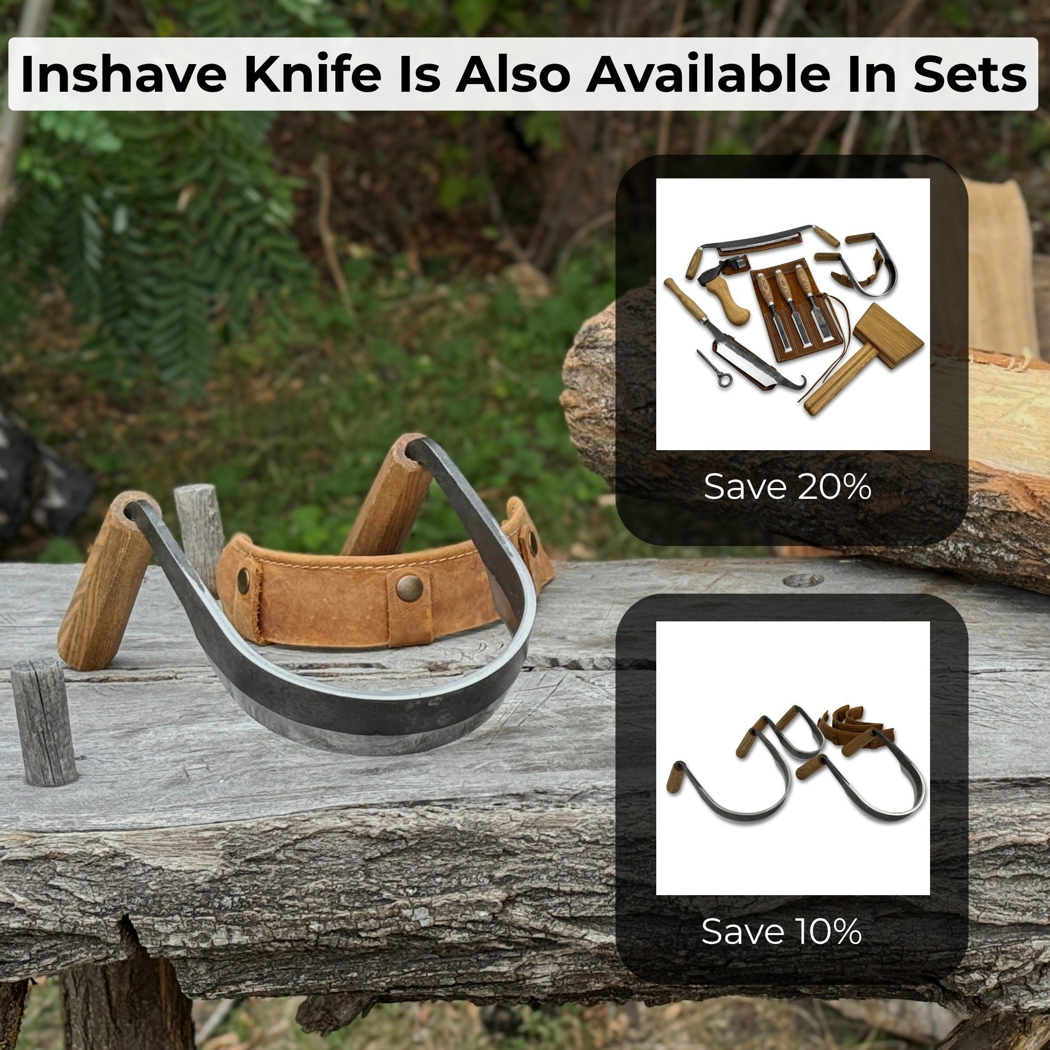 Inshave (Half - Rounded Drawknife), 13 cm (5.1 inches) - 10