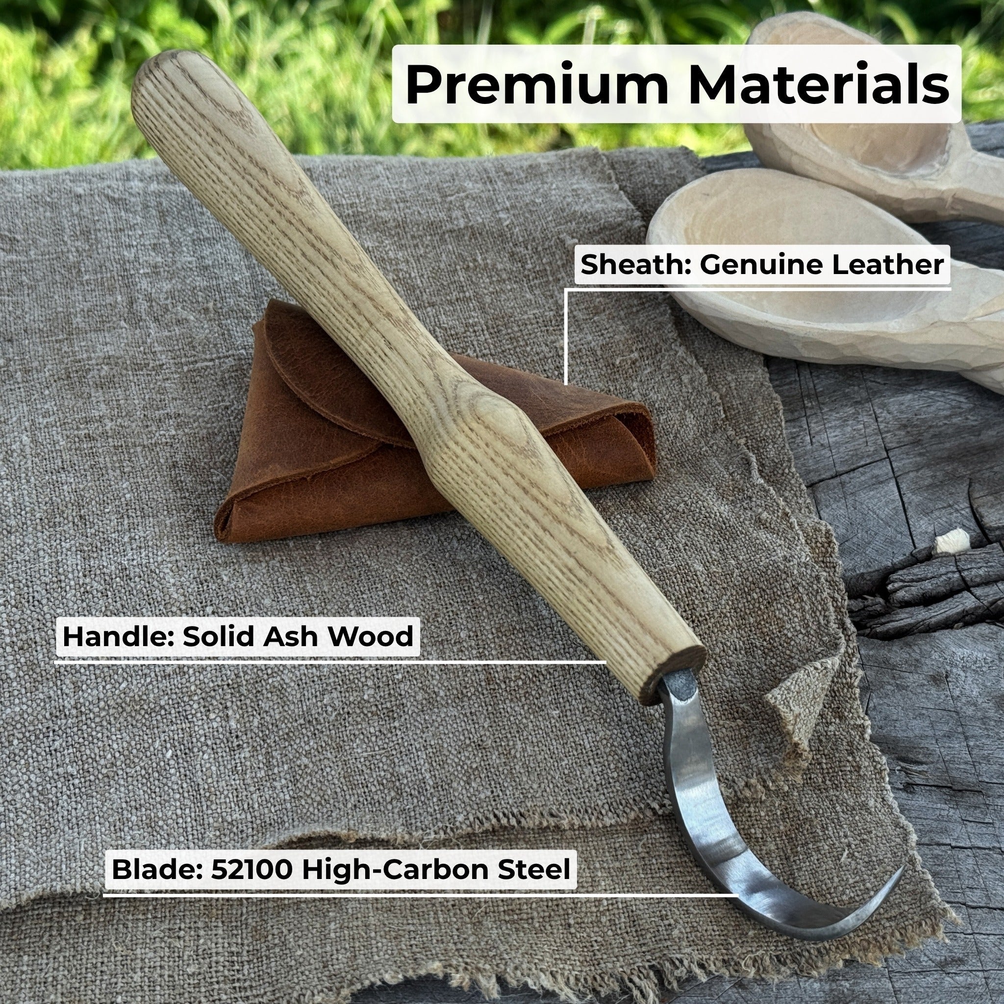 Large Hook Knife for Spoon Carving, ⌀6 cm (2.4 inches) - 6