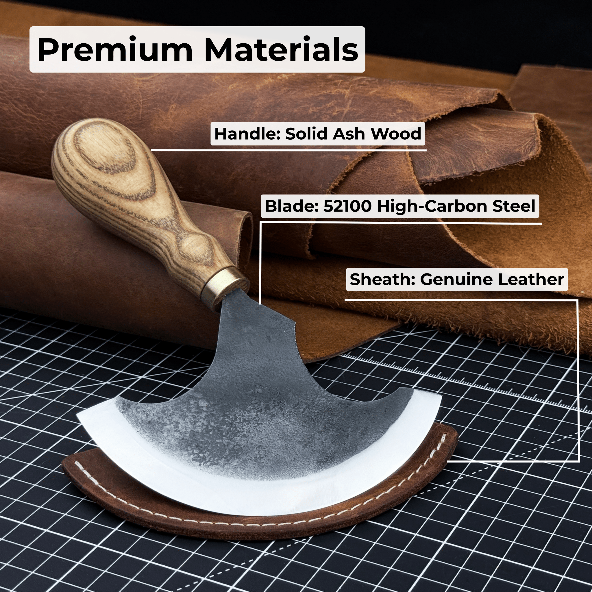 Large Leather Round Knife, 12.5 cm (4.9 inches) - 7