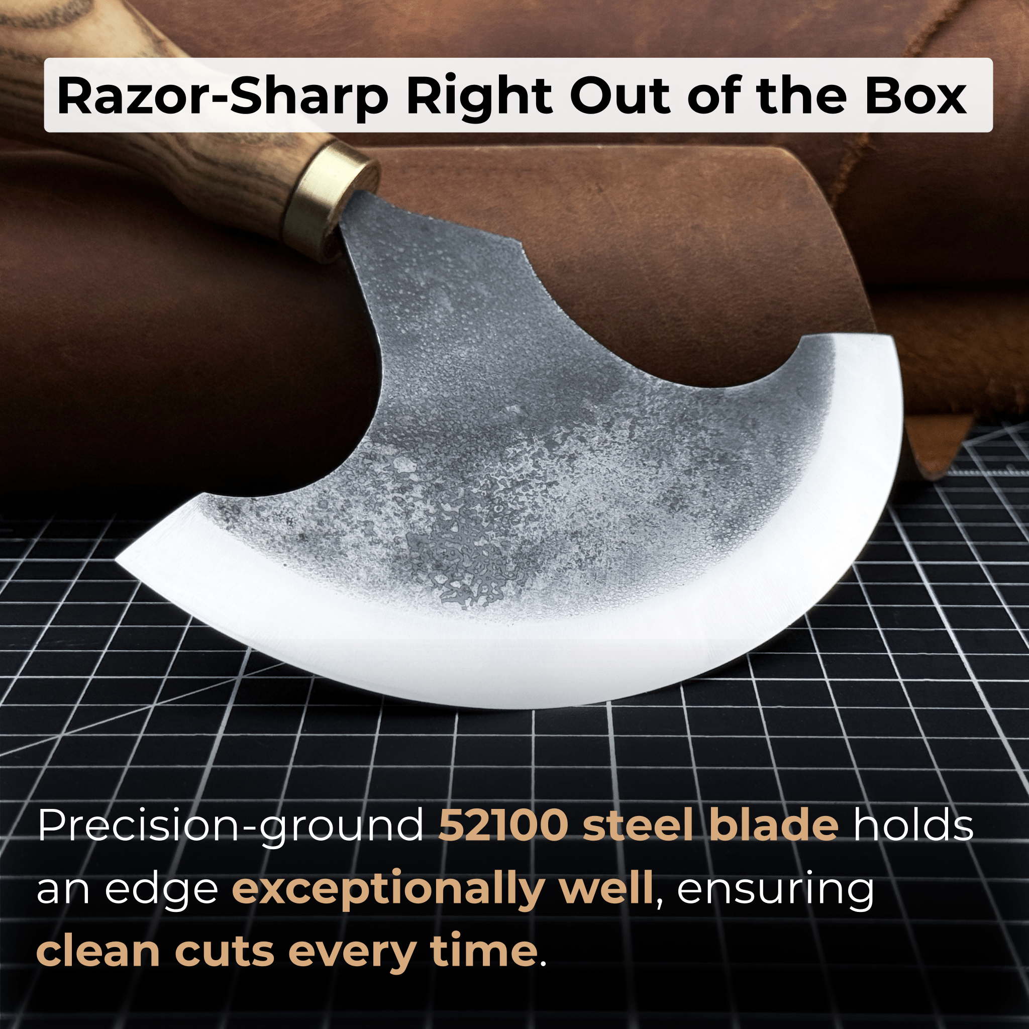 Large Leather Round Knife, 12.5 cm (4.9 inches) - 3