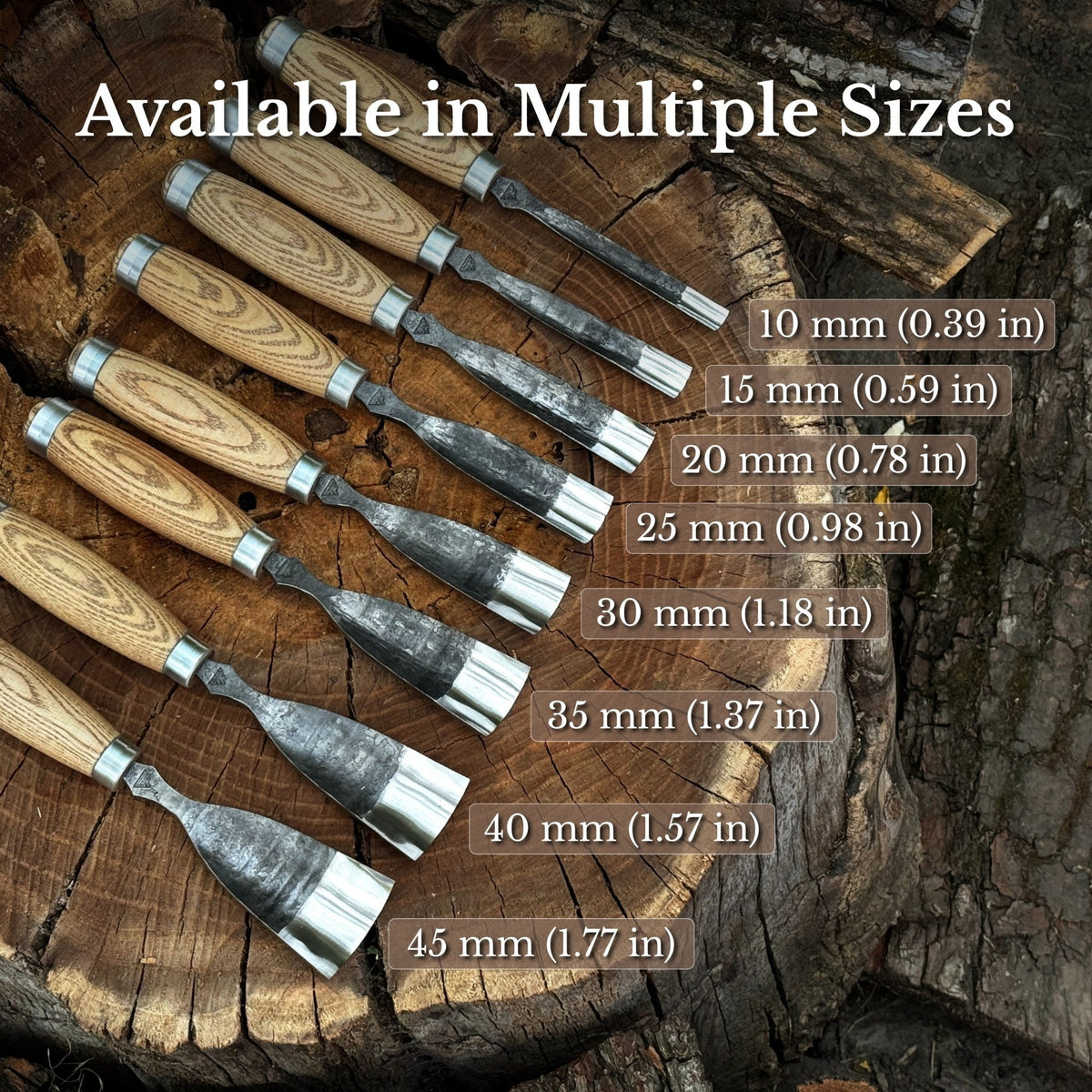 Large Straight Gouge (Rounded Chisel), 10 - 45 mm (0.4 - 1.8 inches) - 10