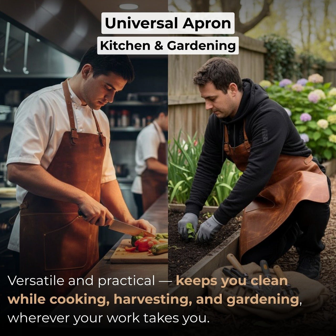 Leather Apron with Adjustable Straps and Pockets - 4