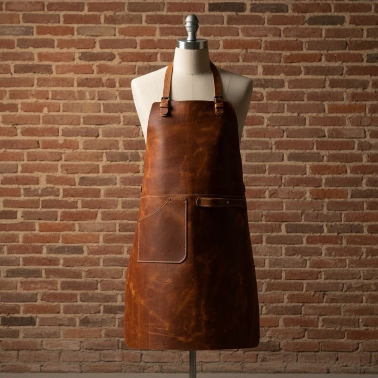 Leather Apron with Adjustable Straps and Pockets - 2