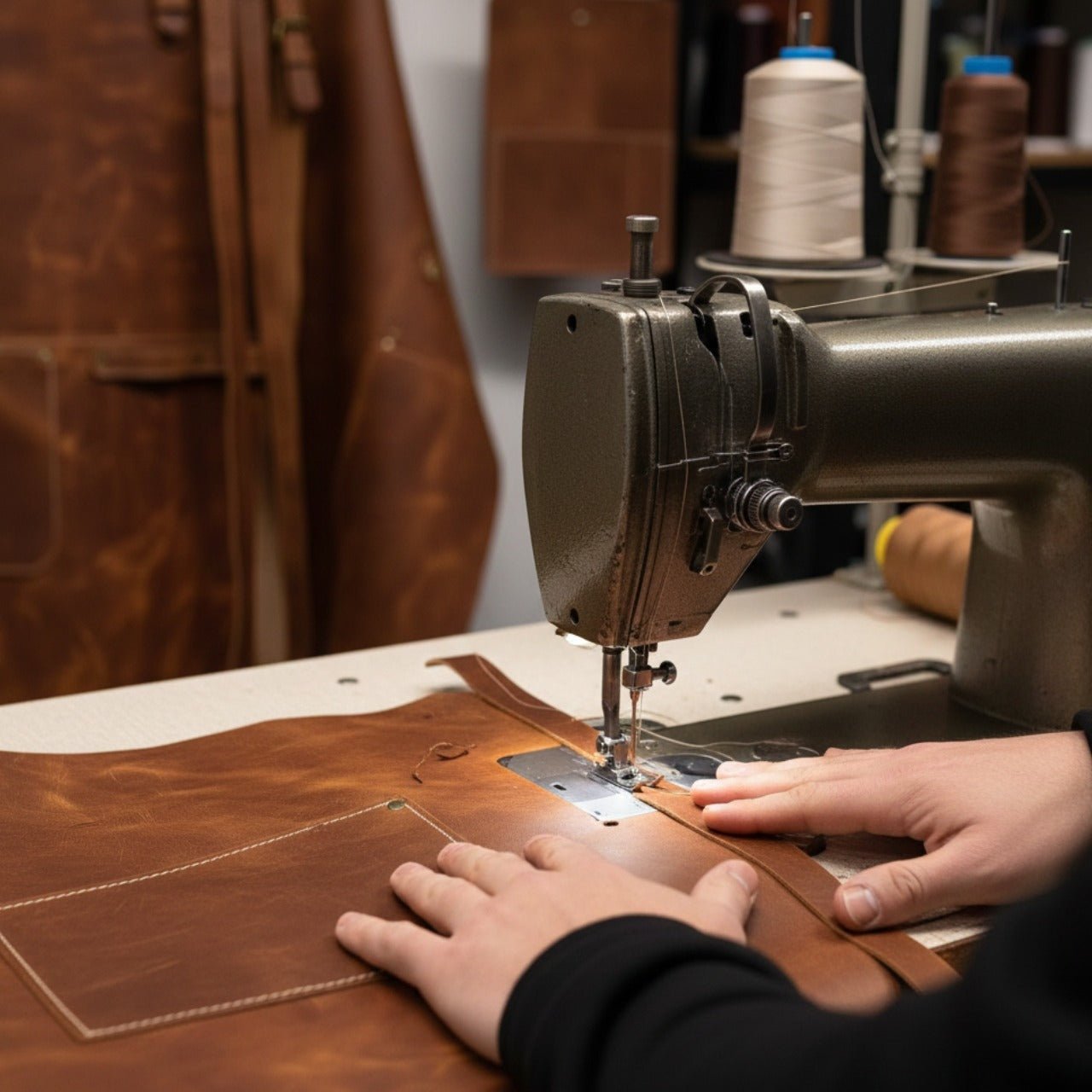 Leather Apron with Adjustable Straps and Pockets - 9